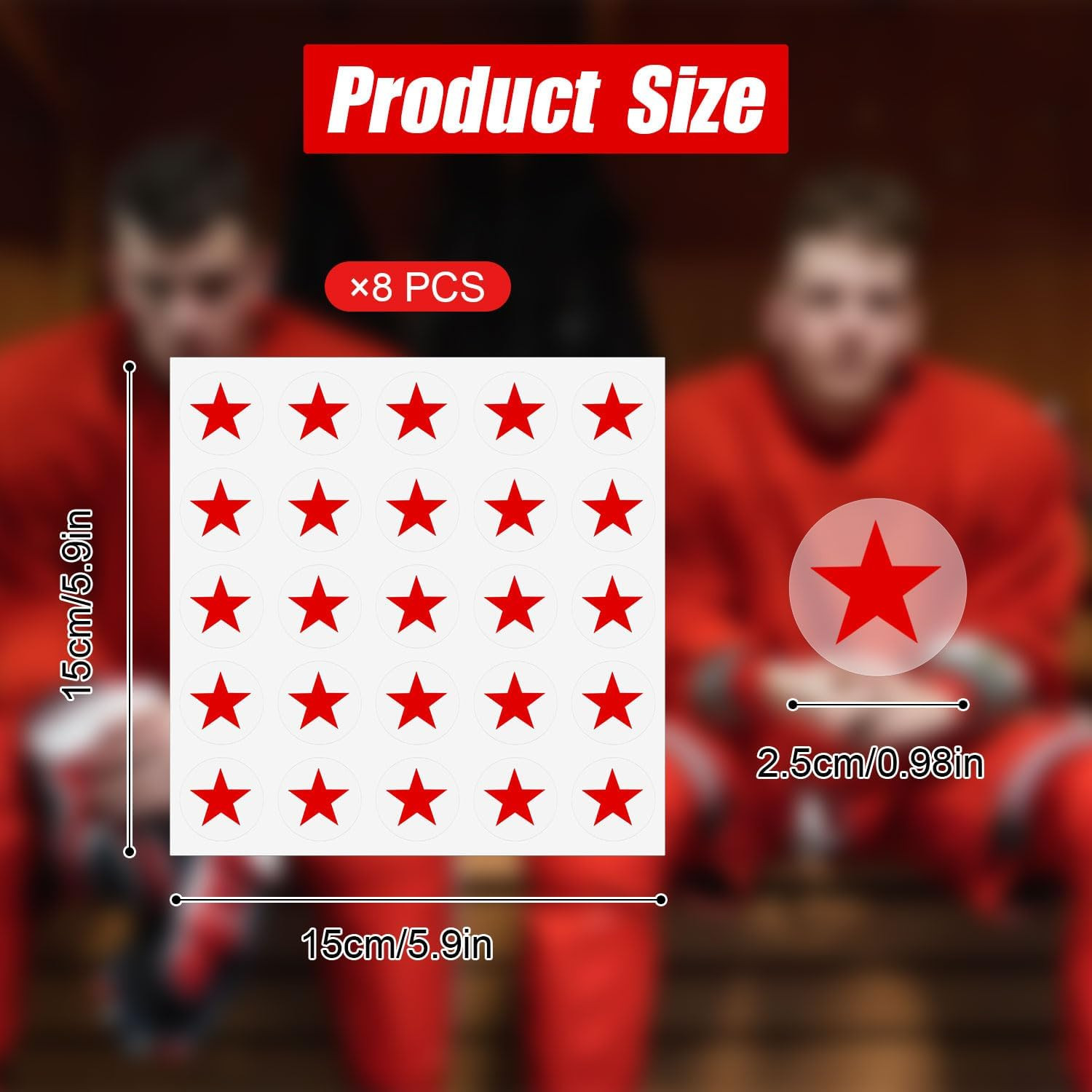 8 Sheets 200Pcs Football Helmet Stickers, Red Star Helmet Stickers Self Adhesive