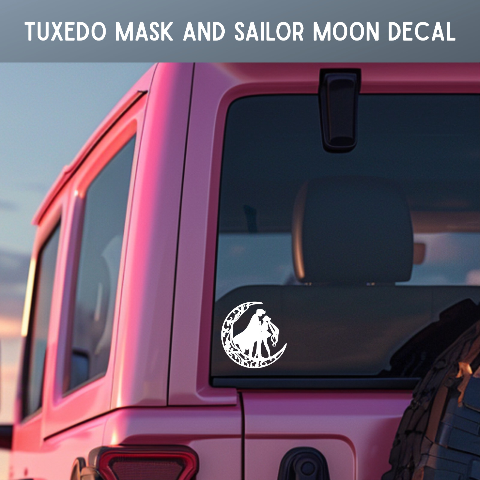 Tuxedo Mask and Sailor Moon ~ Cute ~ Car Window ~ White Vinyl Decal