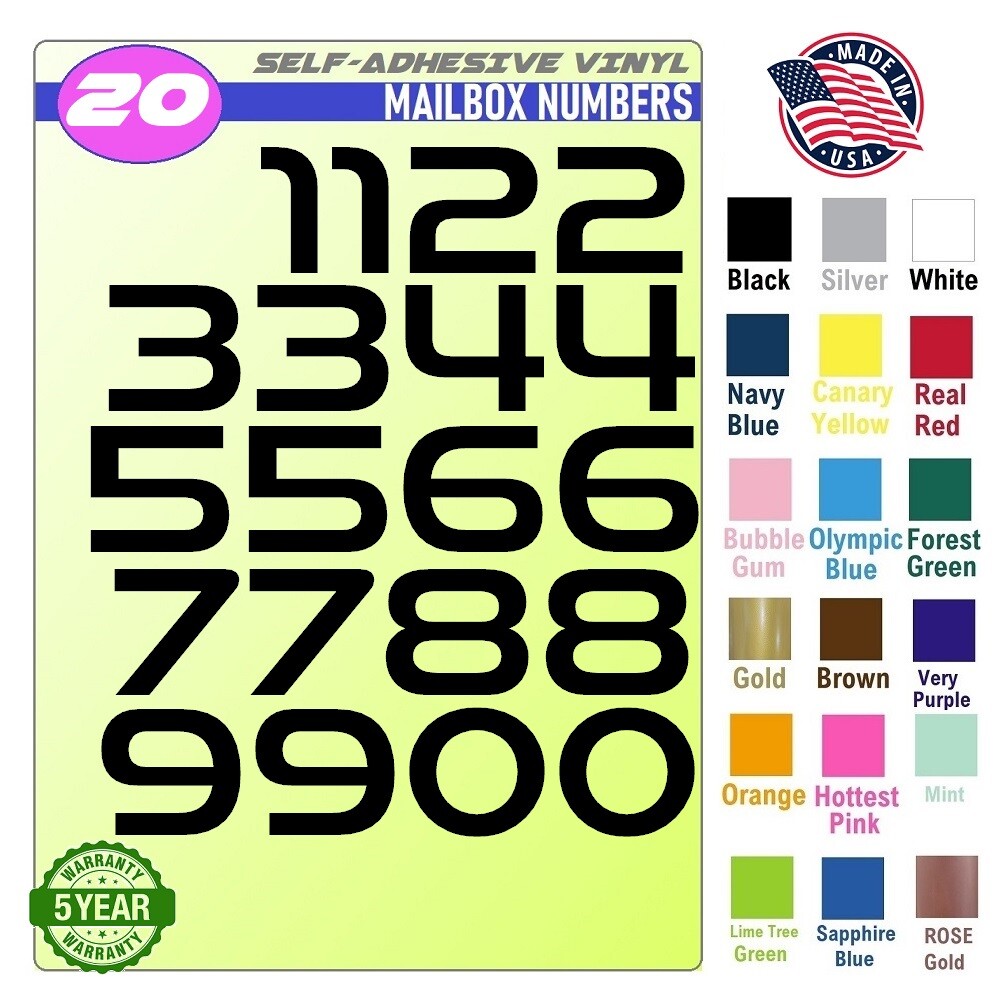 20 Mailbox,Car, Doors, Toolbox,Lockers,Window, Decal Sticker Numbers GOOD TIMES