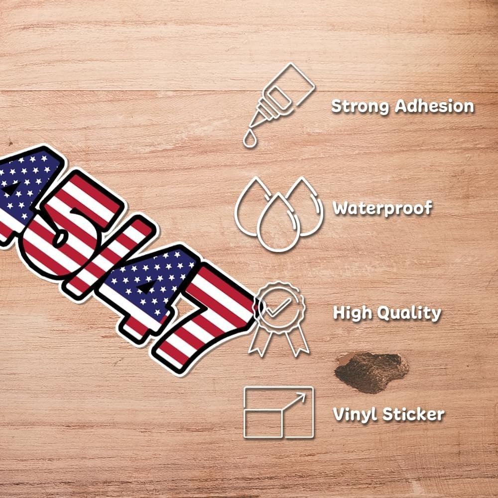American Flag 45 47 Patriotic 2-Pack Vinyl Decal Car Bumper Sticker 5″x1.6″