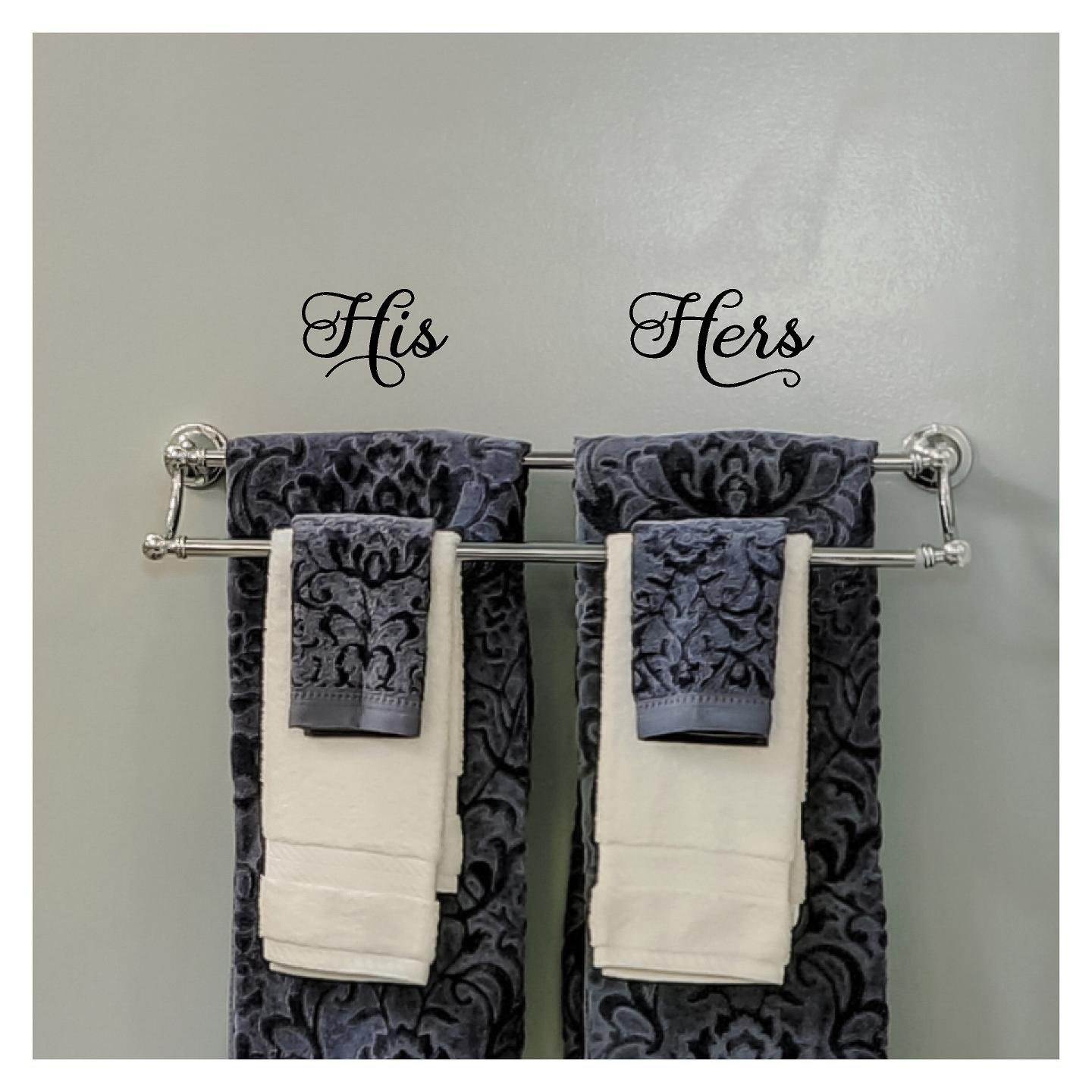 His and Hers Vinyl Lettering Wall Decal Stickers (3.5″ H x 5″ L, 3.5″ H x 6.5…
