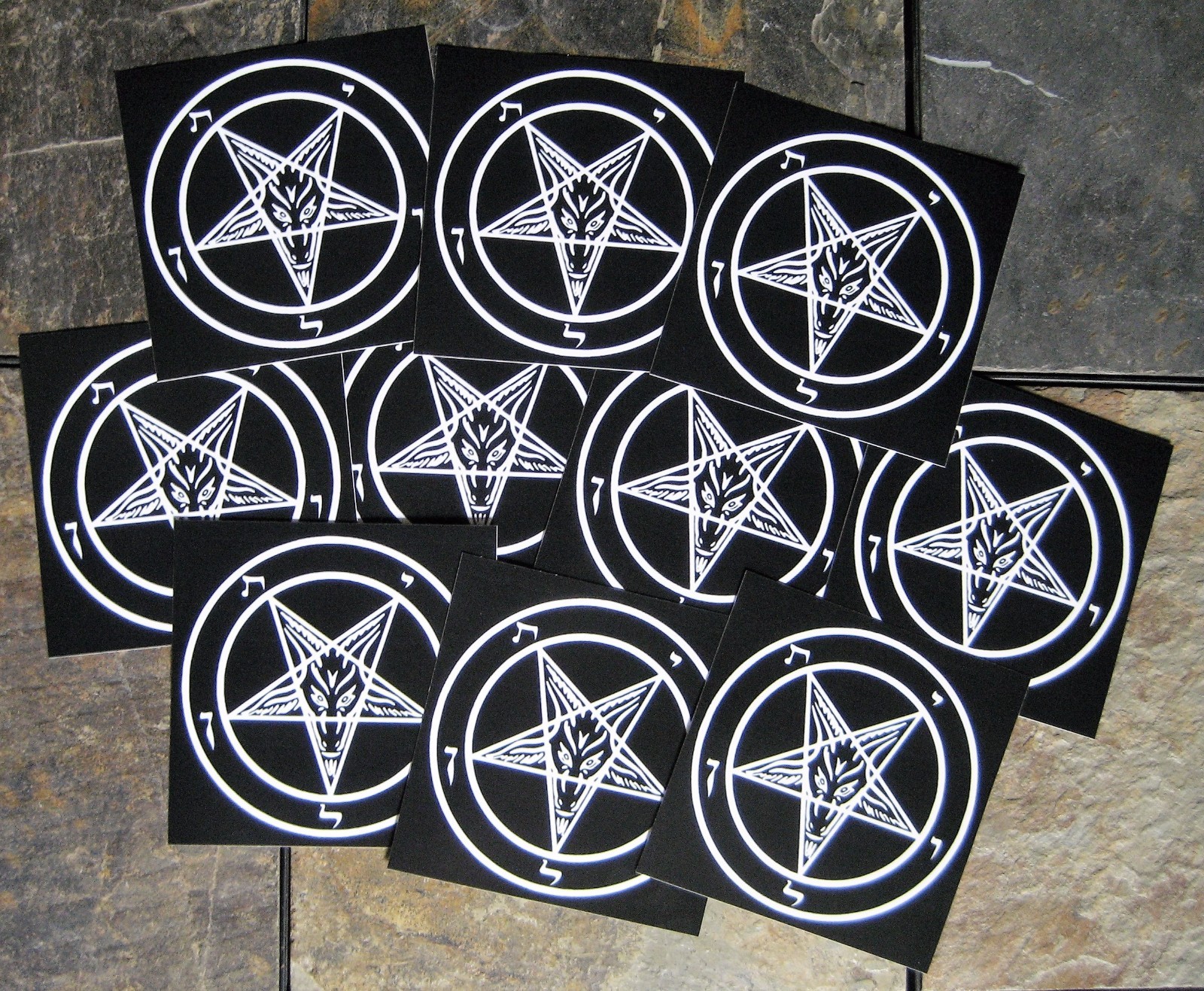 Lot of 10 4×4″ Pentagram Sticker Decal Bumper Occult Baphomet Satanic Leviathan