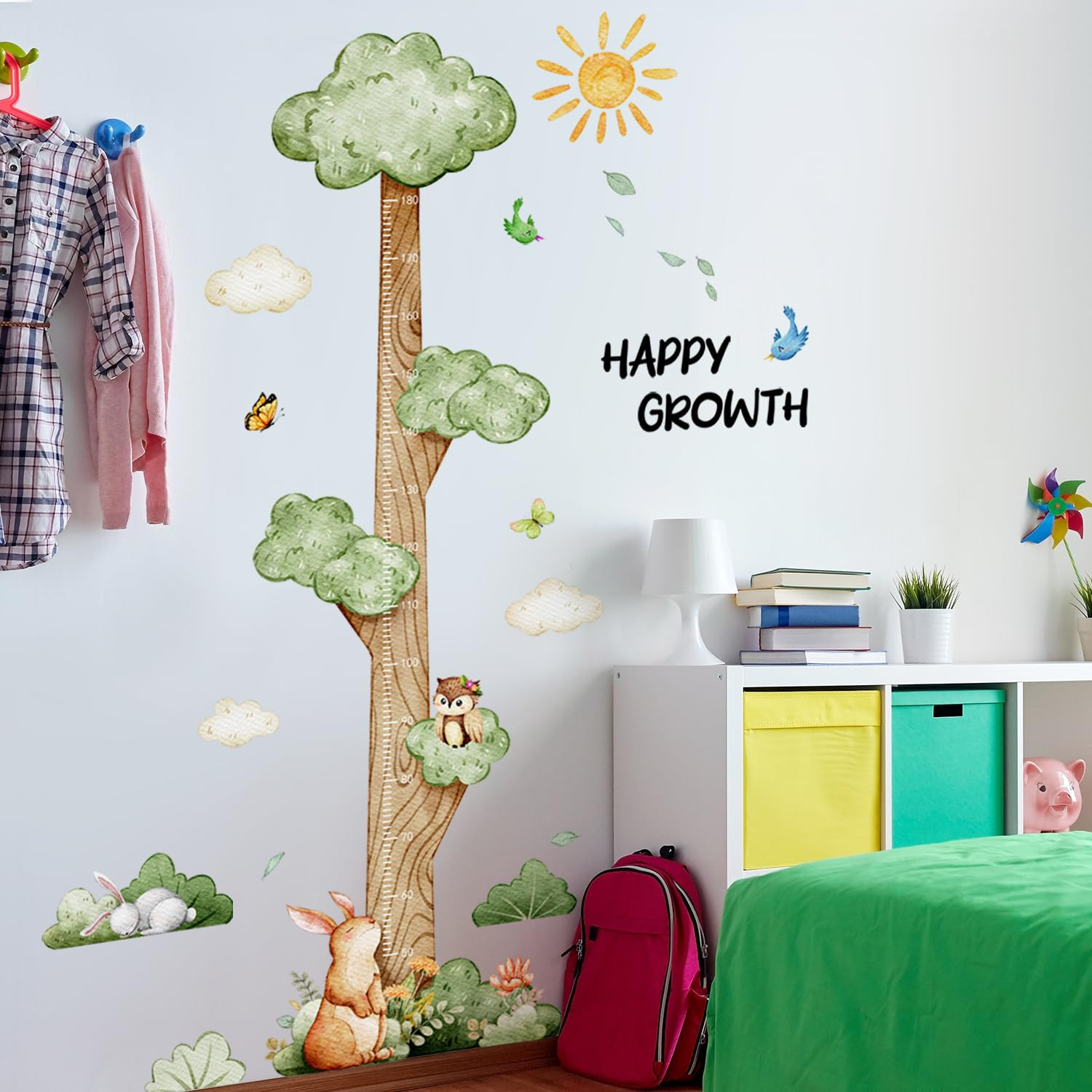 3D Cartoon Height Growth Chart for Kids Wall Stickers Removable DIY Jungle Anima
