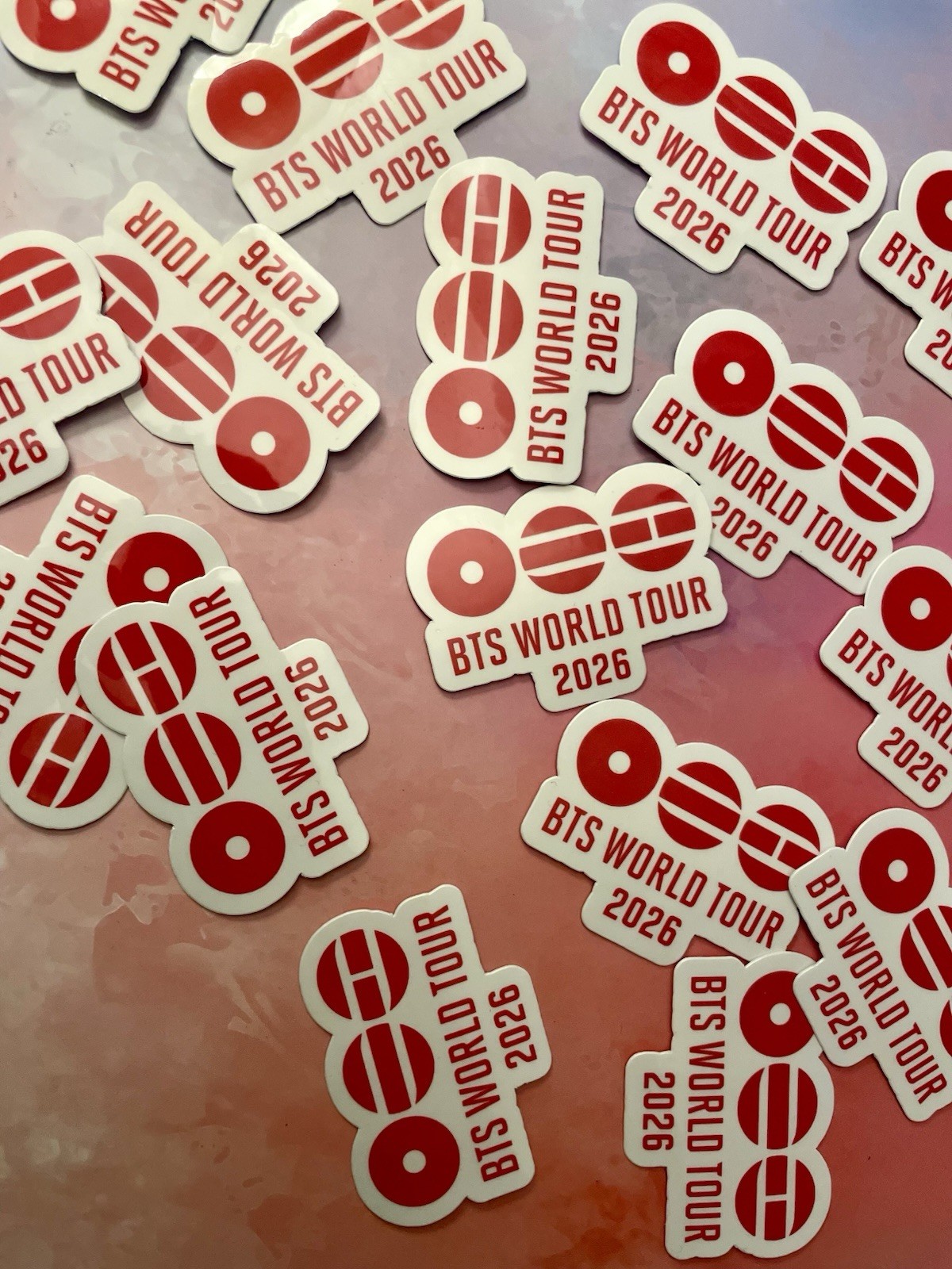 PACK OF 50 BTS World Tour 2026 Vinyl Stickers Red White Music for Laptop, Car,