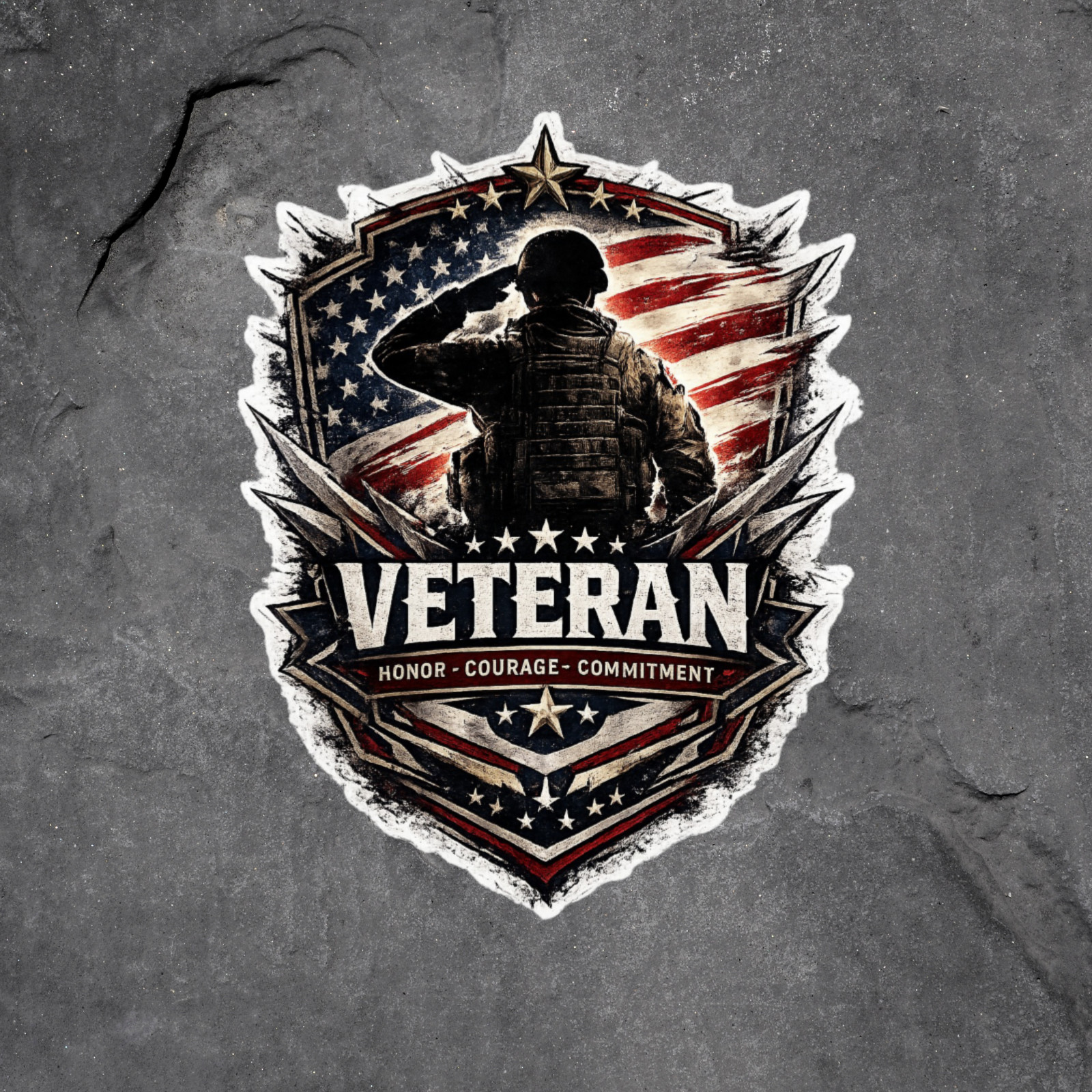 Veteran Sticker Vinyl Decal American Flag Military Service Patriotic Hero USA