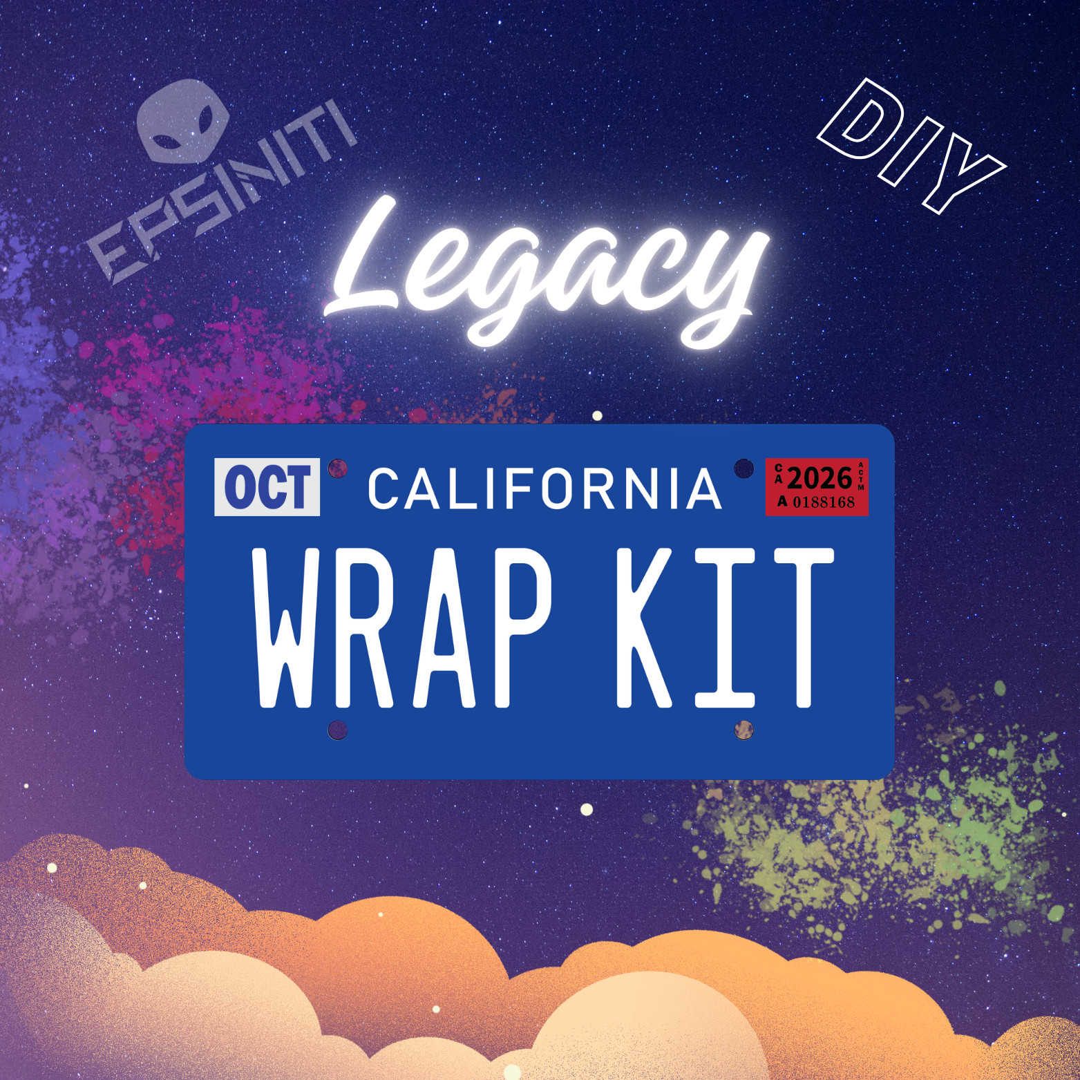 White LEGACY Matte Dark Blue California Plate Wrap DIY Kit