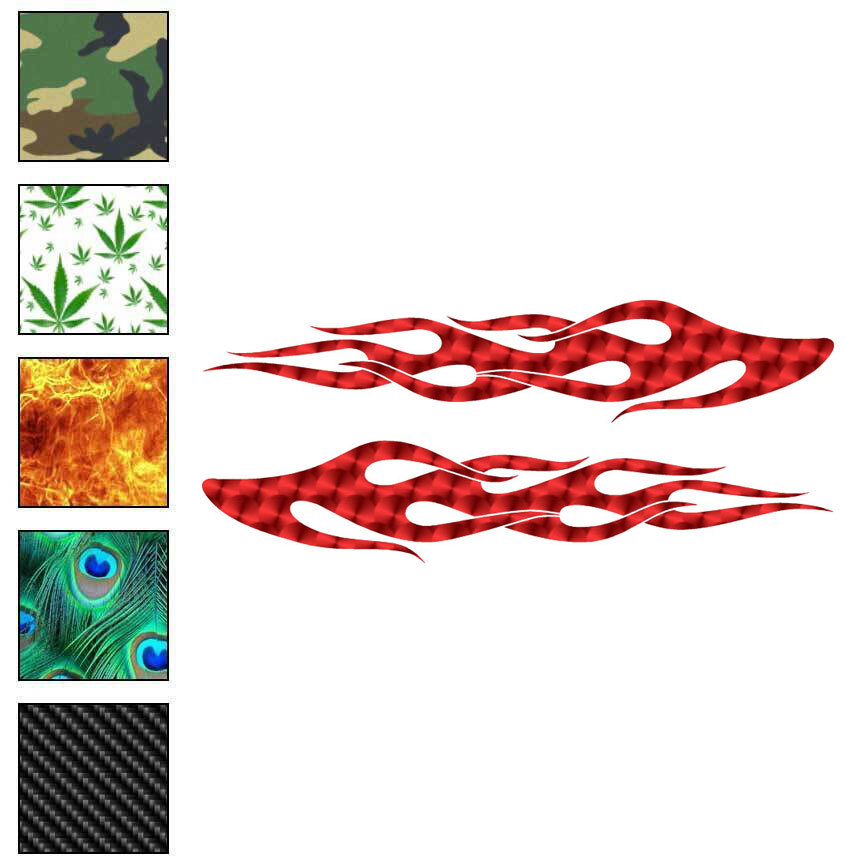 Pair Flames Fire, Vinyl Decal Sticker, 40 Patterns & 3 Sizes, #7290