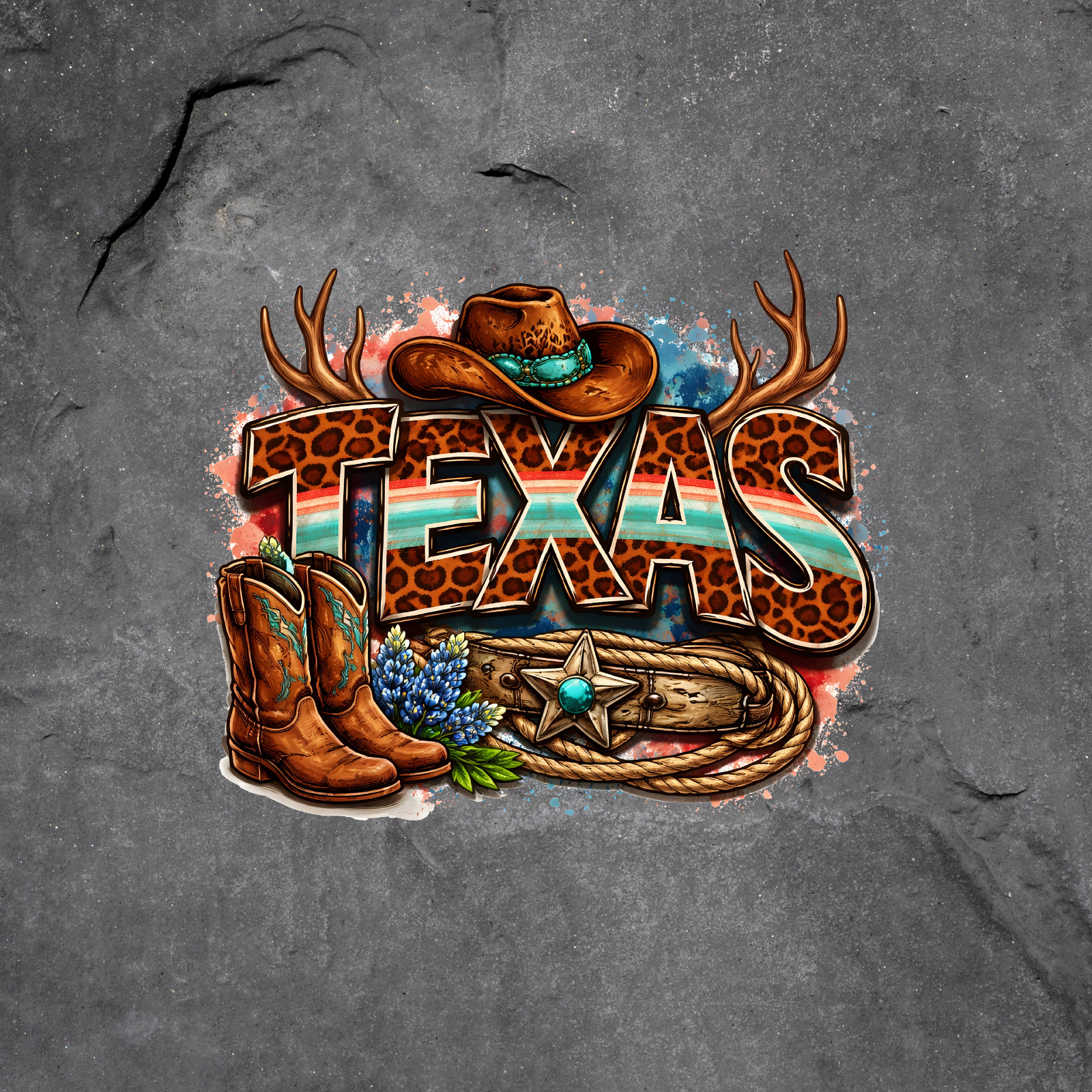 Texas Sticker Vinyl Decal Leopard Print Western Boots Cowboy Hat