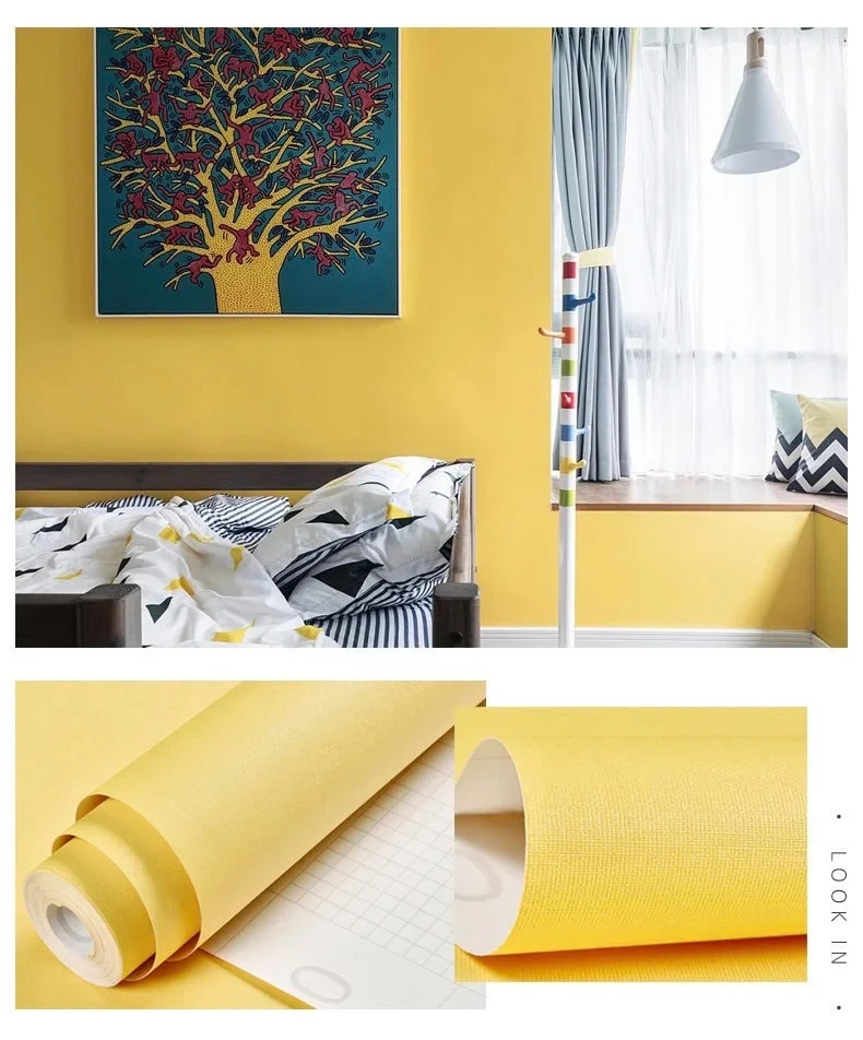 Macaron Thick Self-adhesive Wallpaper Solid Color Vinyl PVC Sticker Waterproof