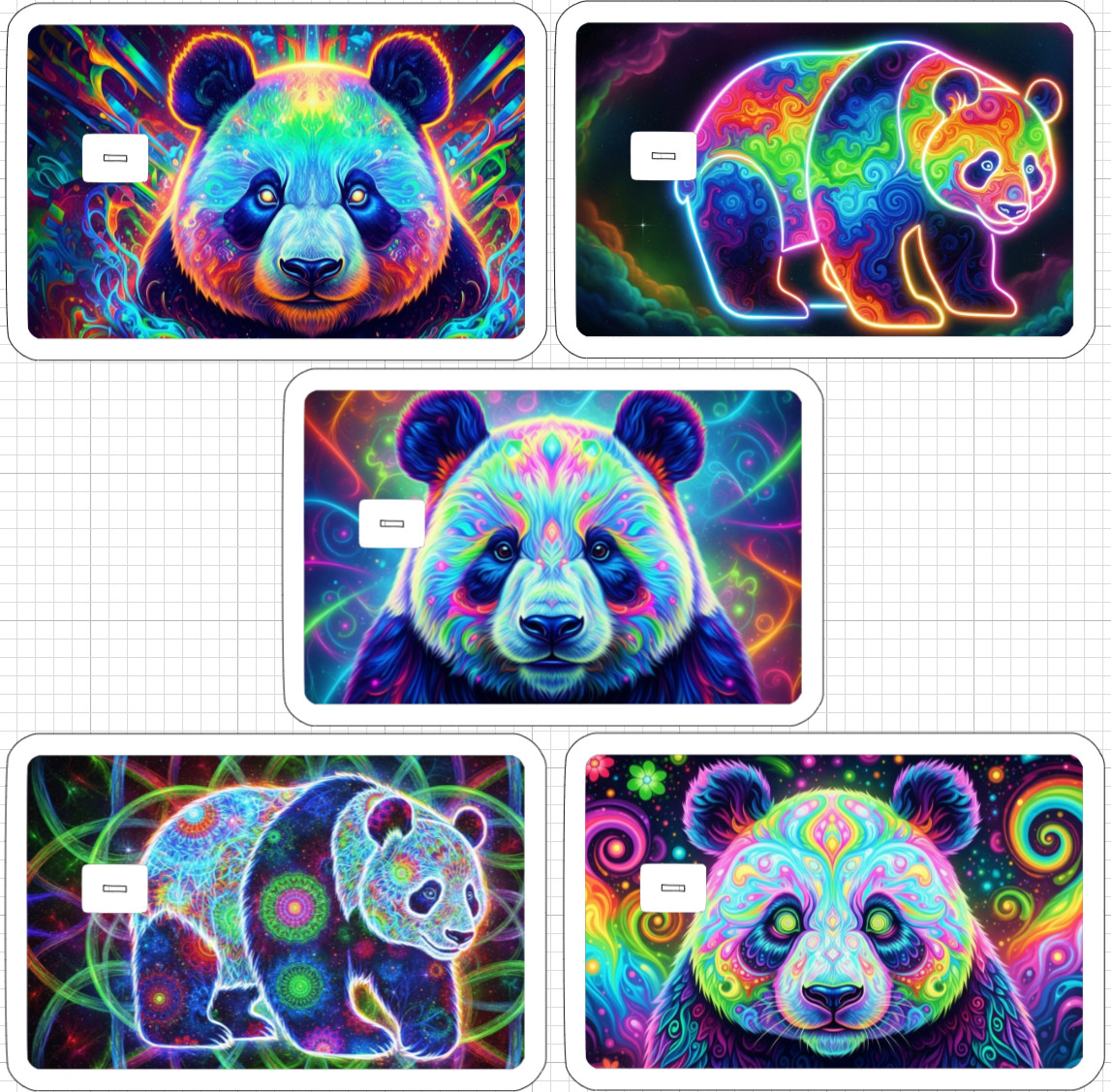 Psychedelic Panda Bear ATM Debit Credit Sticker Skin 420 Cannabis Pot Party USA