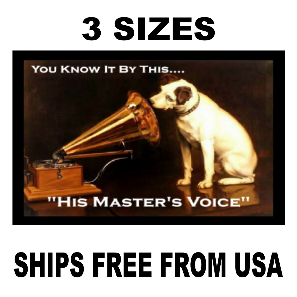 RCA VICTOR DOG STICKER SIGN LITTLE NIPPER GRAMOPHONE DOG FUNNY VINTAGE REPLICA