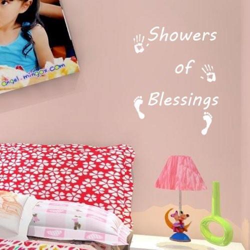 Pop Decors Inspirational Quote Wall Decal «Showers of Blessings» White NEW