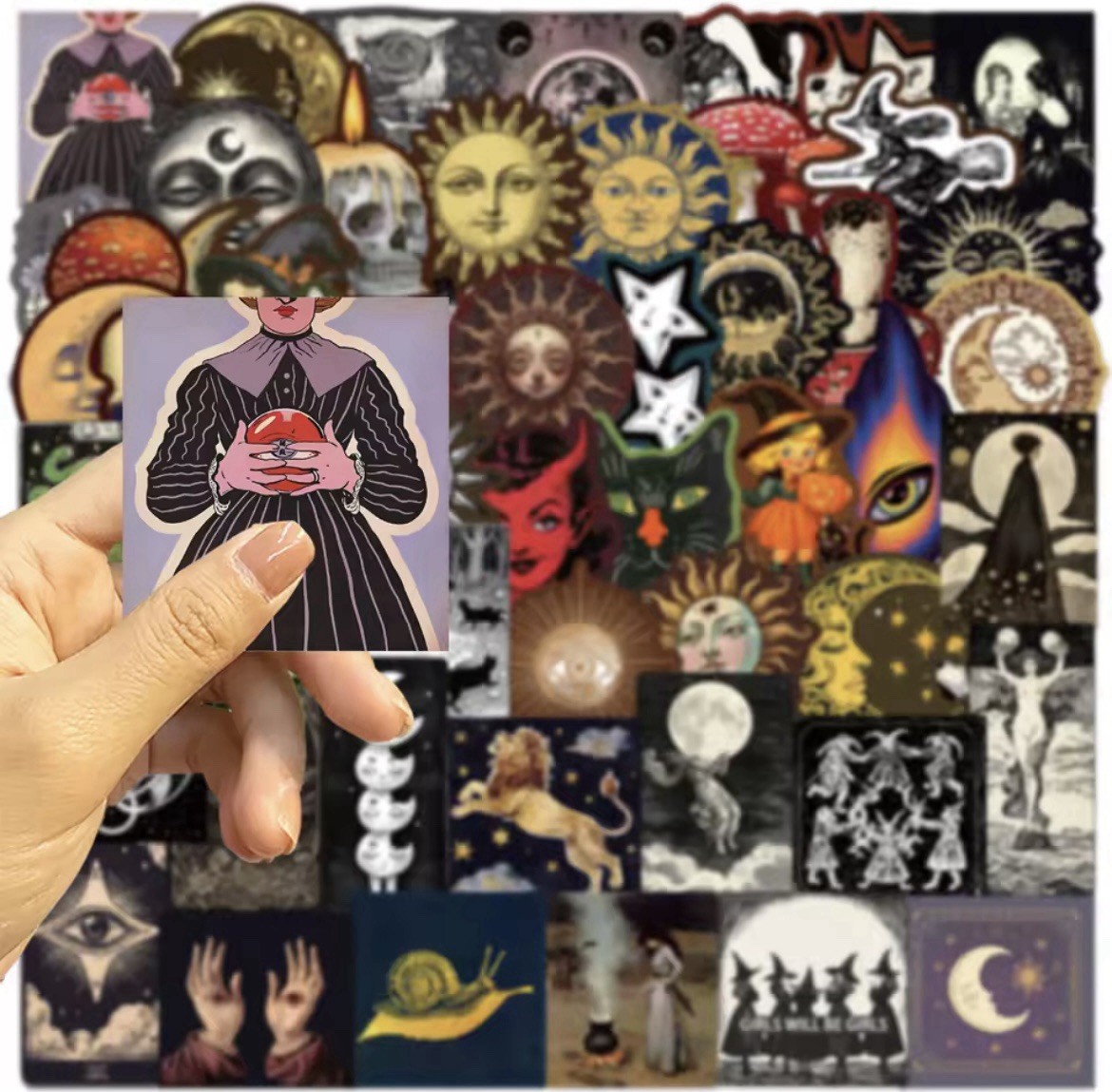Gothic Dark Style Stickers 50pc Spooky Gothic Celestial Stickers FREE SHIPPING