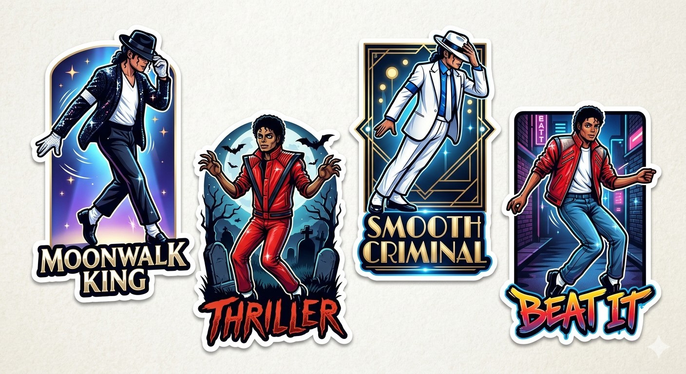 4 Michael Jackson Decal Stickers Phone Laptop