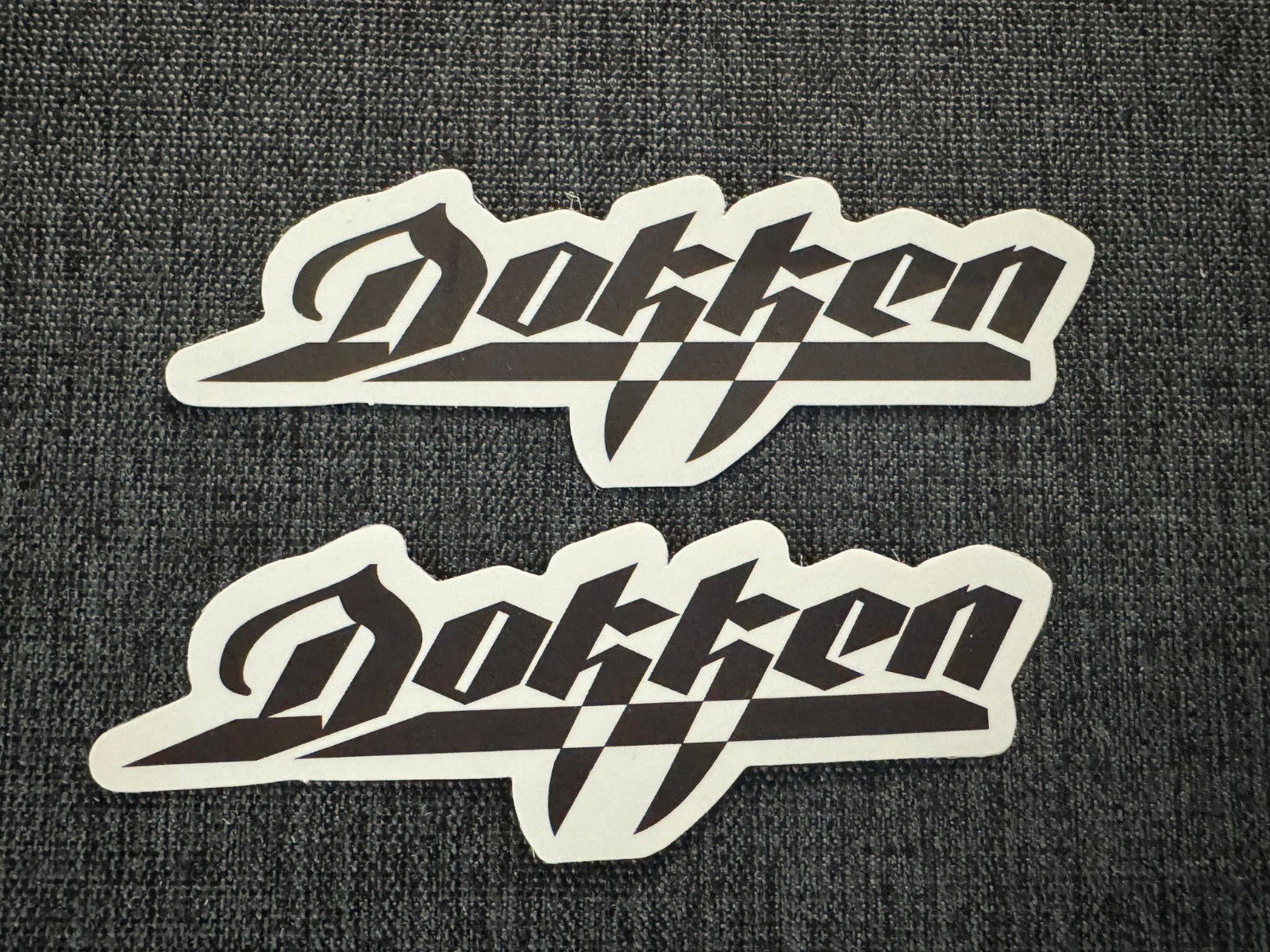 Lot (2) DOKKEN 1 1/8″ x 3 1/4″ Band Logo STICKERS Black FAST! FREE SHIP! Don