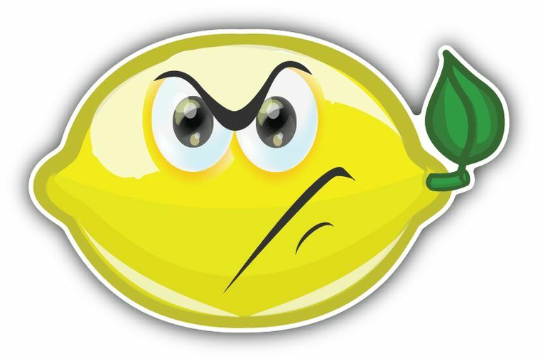 Lemon Smile Angry Cartoon Sticker Decal Design «SIZES»