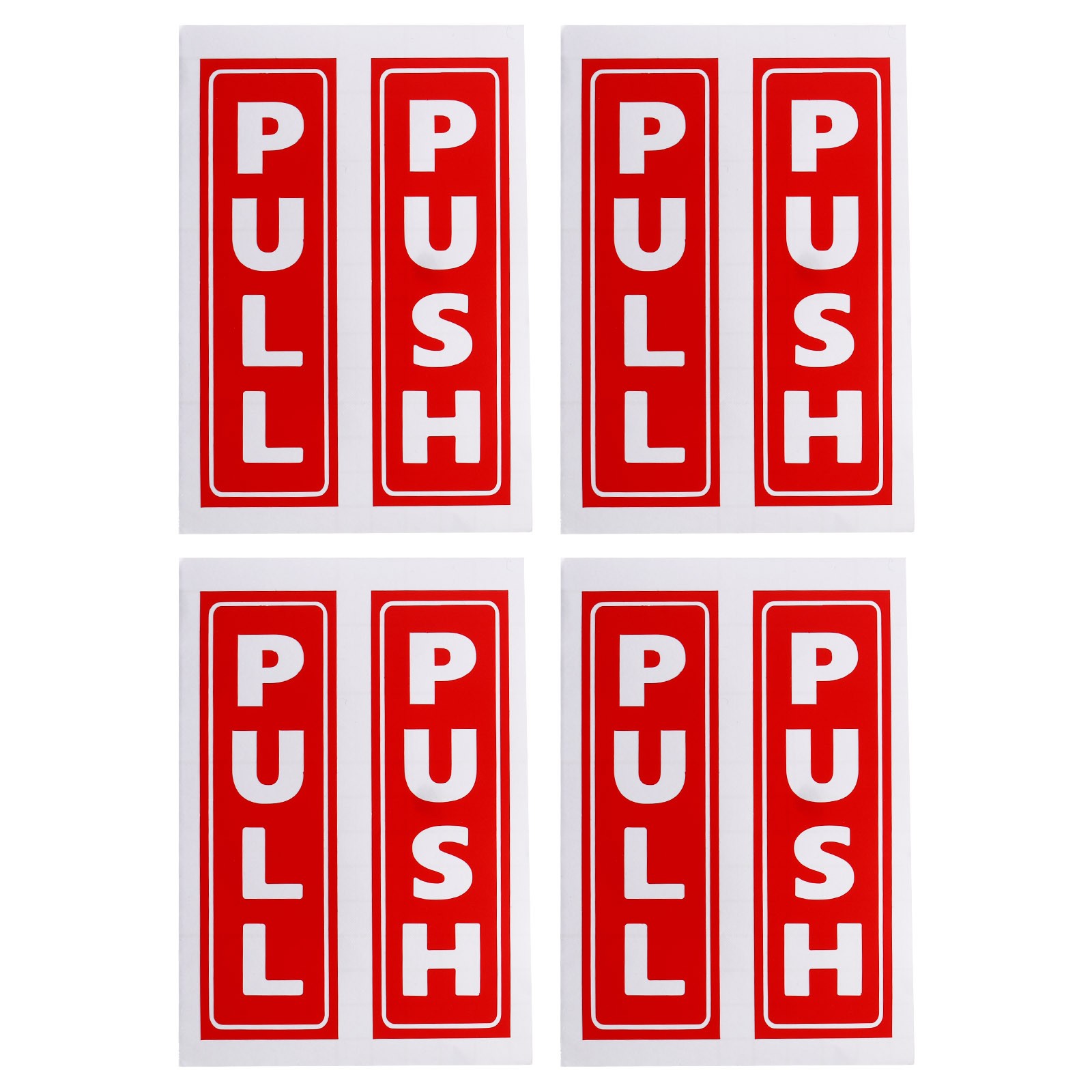 4Set 2″x5″ PVC Adhesive Vertical Push Pull Door Sign Red
