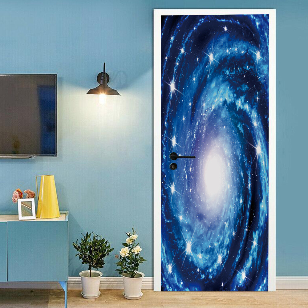 3D Wall Art Galaxy Magic Portal Door Sticker PVC Decal Self-adhesive Wrap Murals