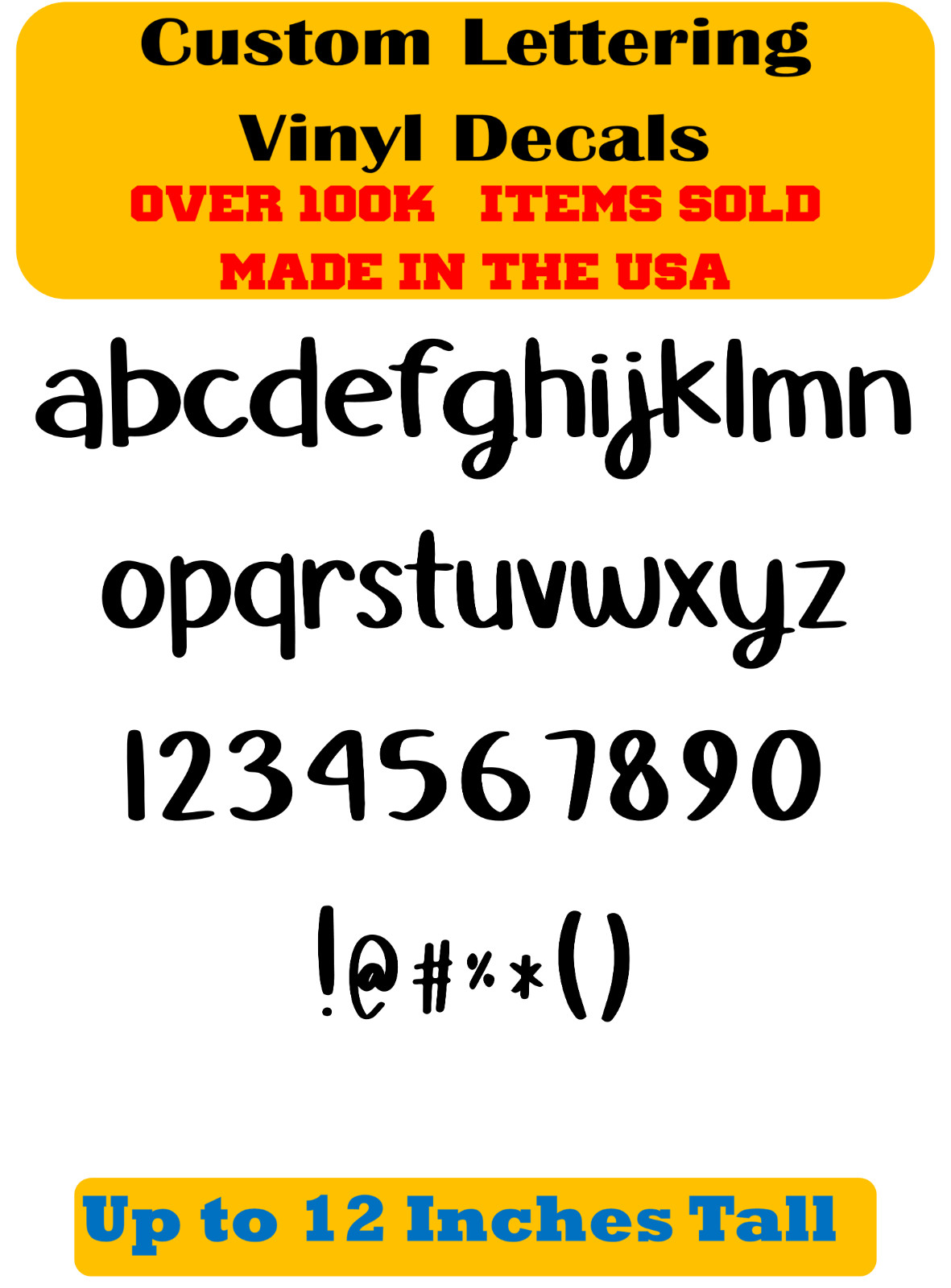 Custom Personalized Decal Vinyl Lettering Text Business Sign Handwritten Font vG