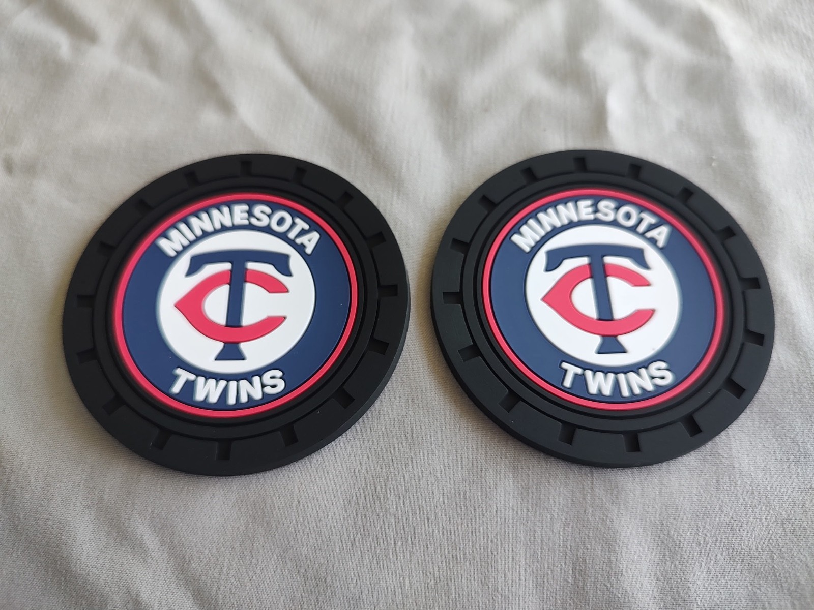 Set Of 2 Branded Neoprene Car Coasters, Red Sox Yankees Manchester Audi and re