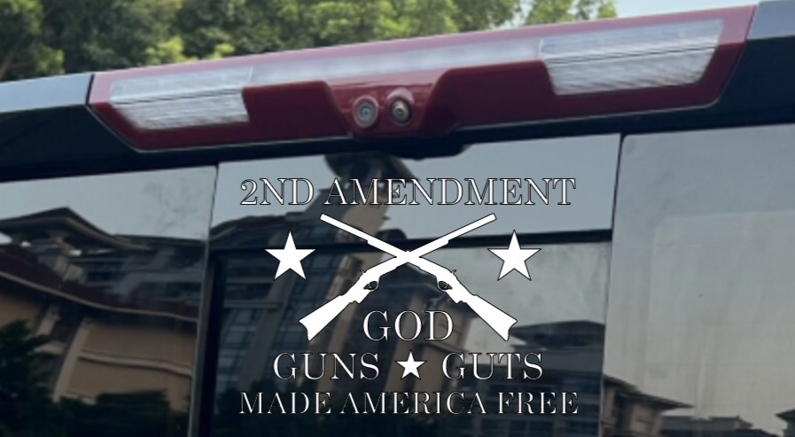 2nd Amendment God Guts Guns Made America Free Vinyl Decal Bumper Sticker USA