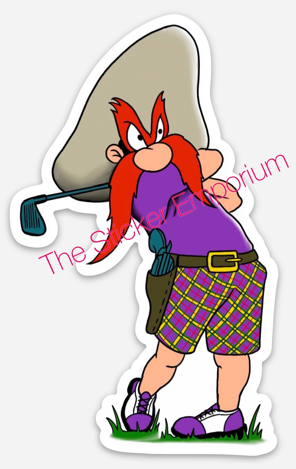Yosemite Sam Golfing Golf Sticker ~ Laptop Car Club Bag Tumbler Cup Decal