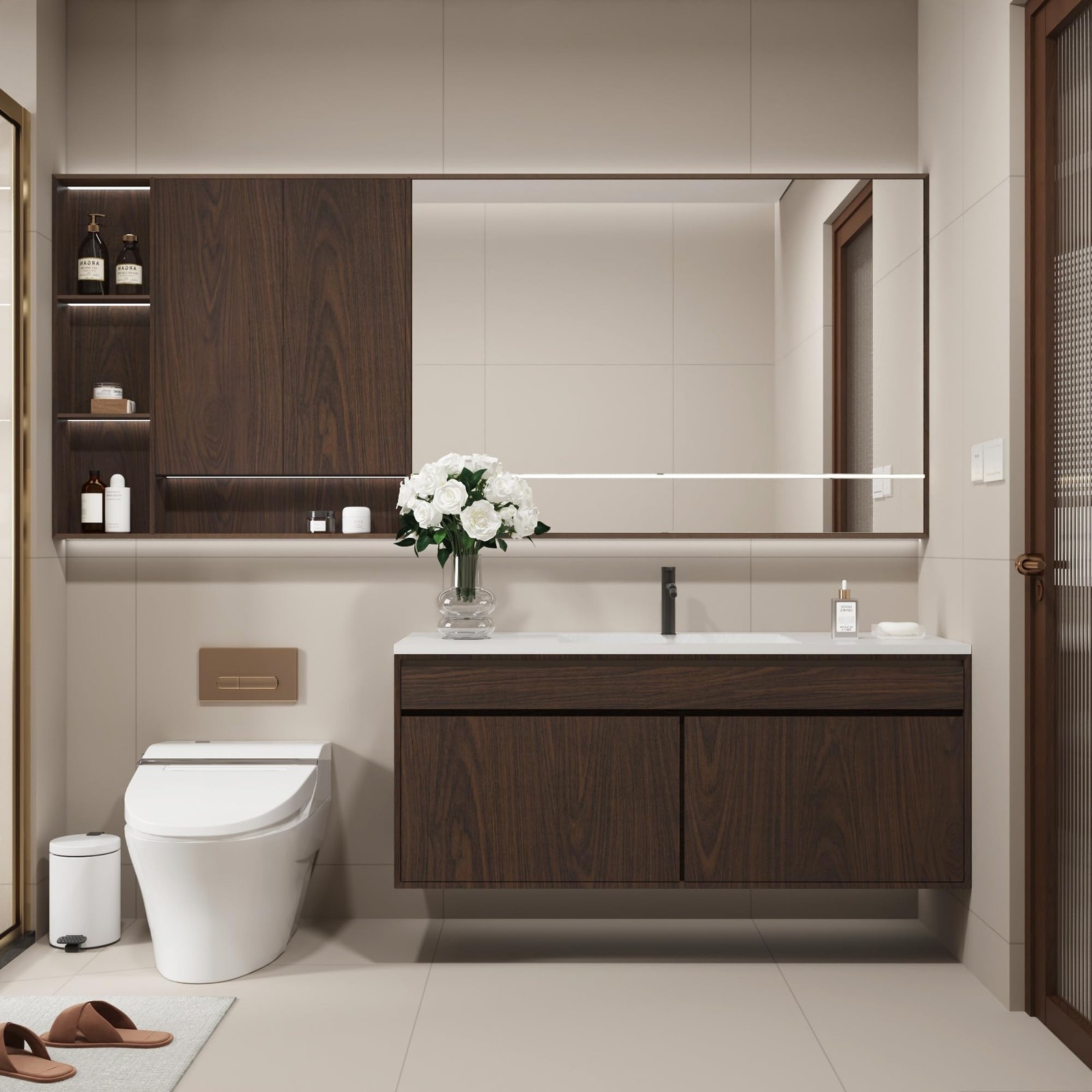 JSEVEM 16″×354″ Dark Brown Black Walnut Wood Wallpaper Peel and Stick Darke
