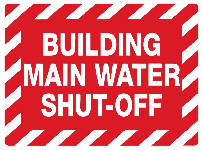 Main Water Shut-Off Safety Sign Sticker Decal Label D7335