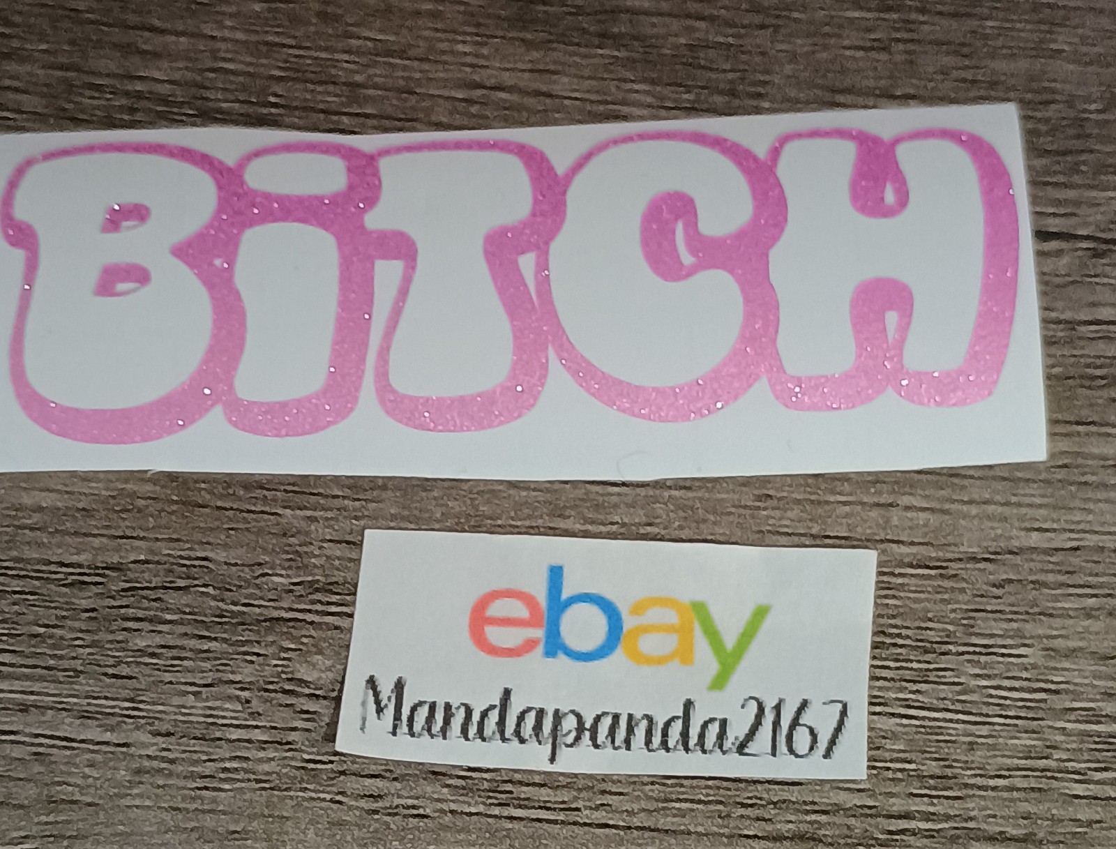 3″ x 1″ Pink Bitch Decal – Shimmer Permanent Vinyl – Sparkly – Glittery – Cute