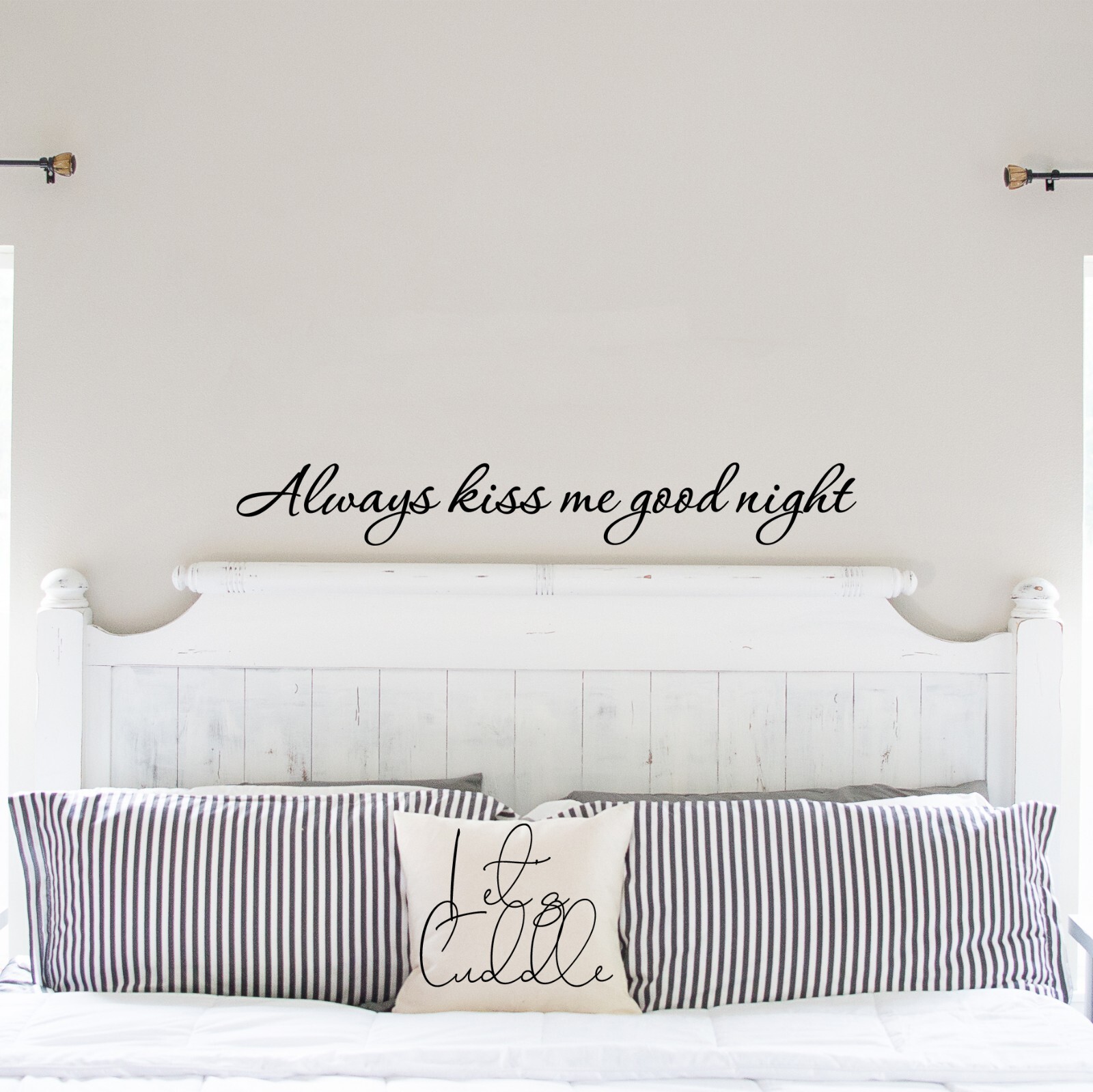 Always kiss me goodnight wall decal love quote sticker for bedroom 36×5 inches