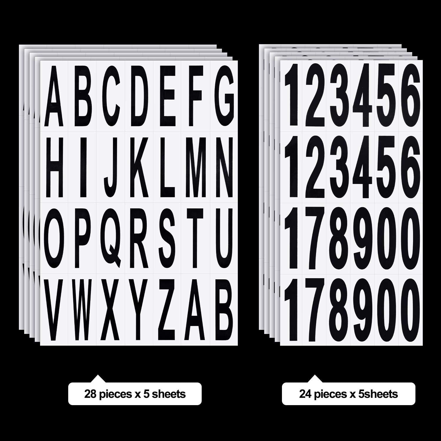 10 Sheets Mailbox Numbers and Letters Stickers for Outside Stick on Black Vinyl