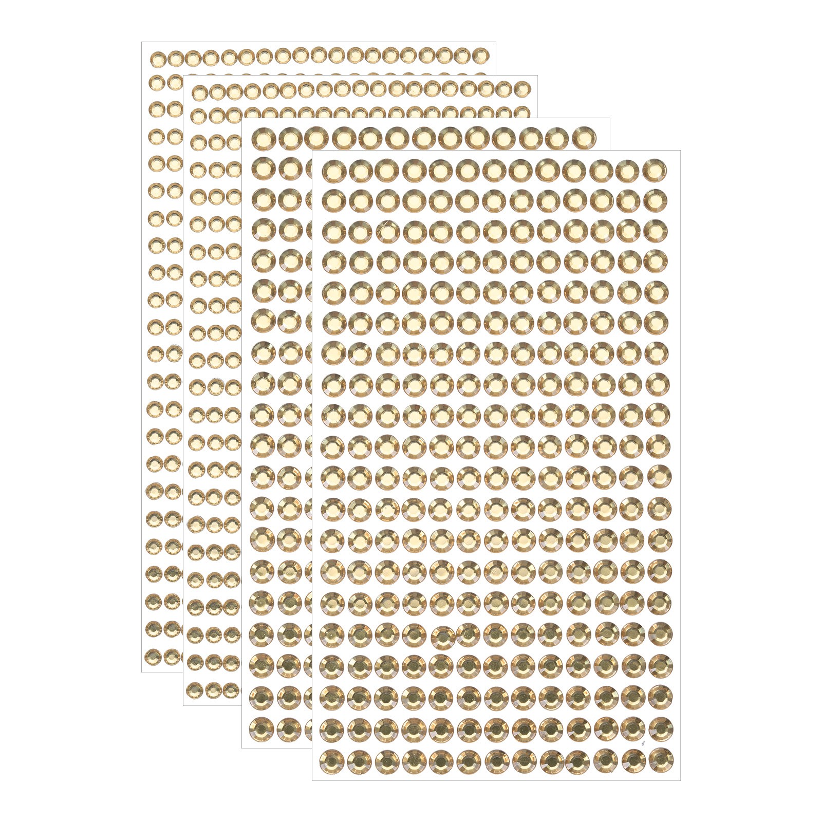 1394Pcs 4mm/6mm Self-Adhesive Rhinestone Stickers (4 Sheet Light Orange )