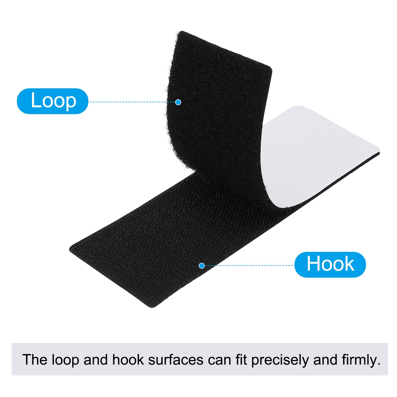16 Set 2×2 Inches Hook and Loop Dots Square Self Adhesive Tape Black