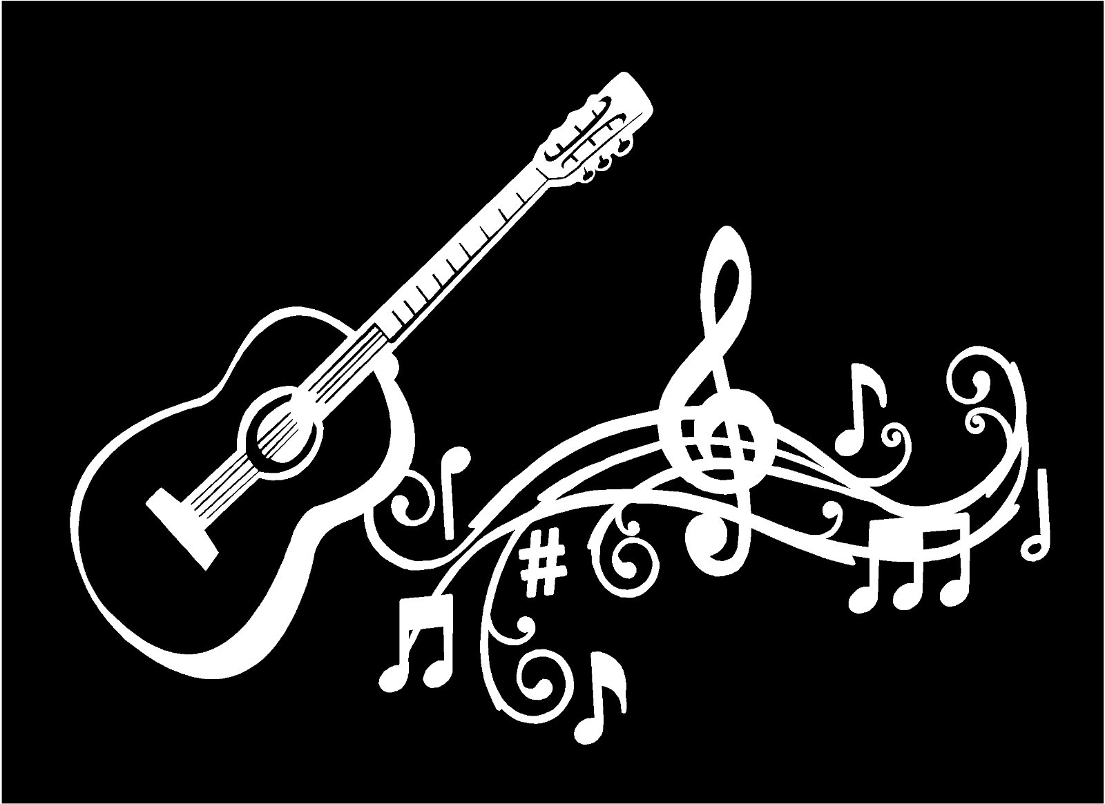 Guitar Decal Musical Staff Notes Vinyl Car Truck Window Laptop Sticker