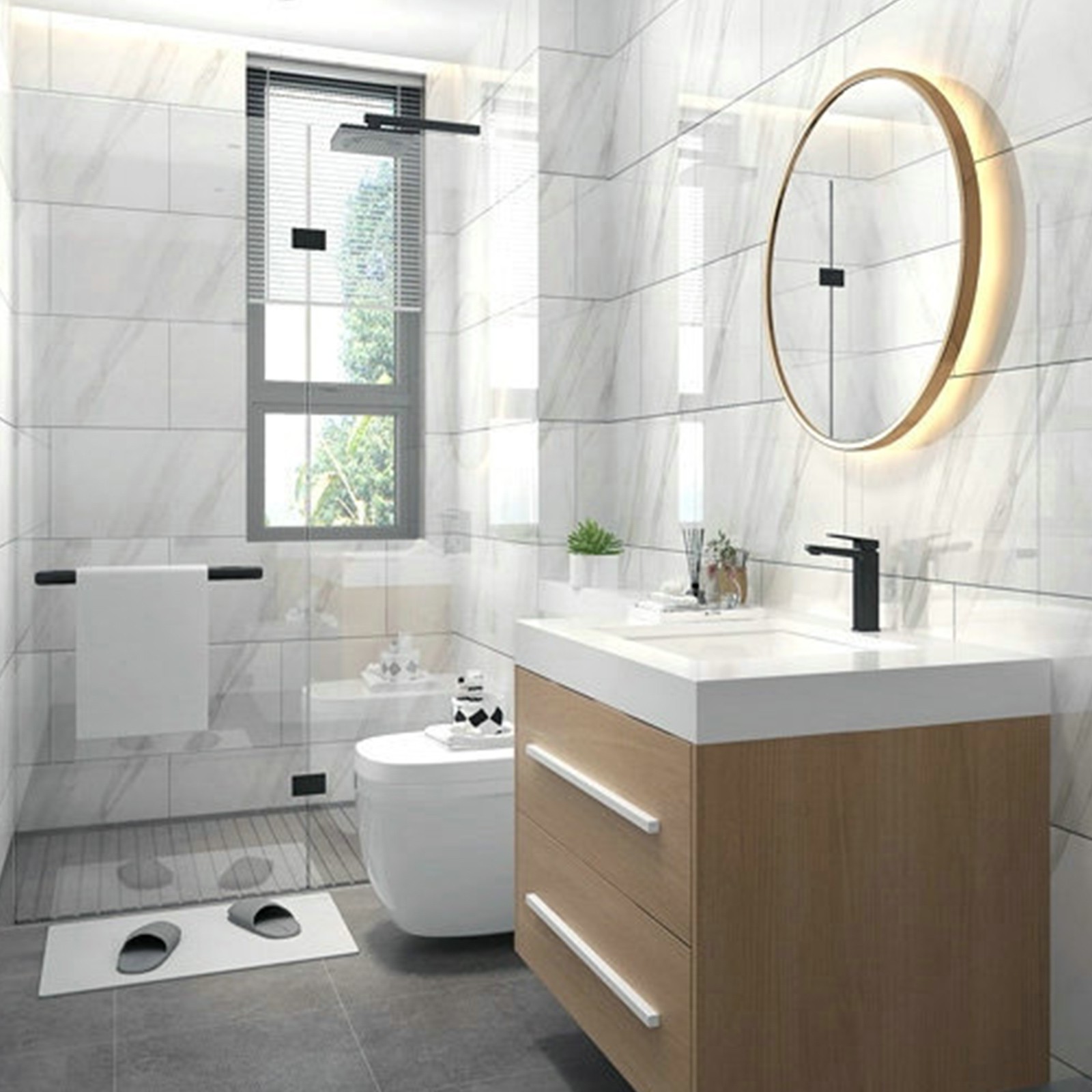 Marble Tile Stickers 60x30cm Self Adhesive Wall Tiles Waterproof Peel and Stick