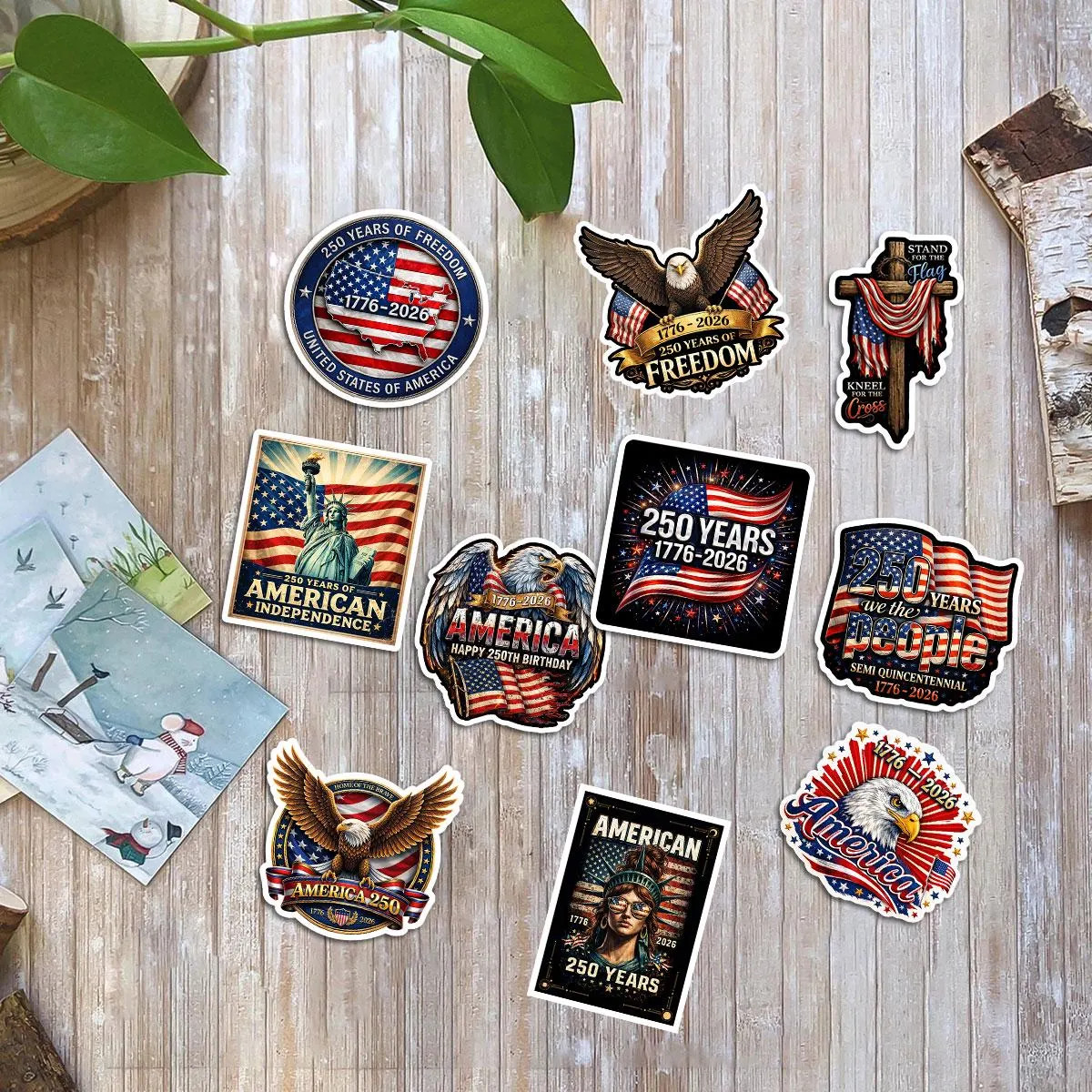 50Pcs 250th Anniversary Sticker 250 Years of Freedom Anniversary Waterproof Viny