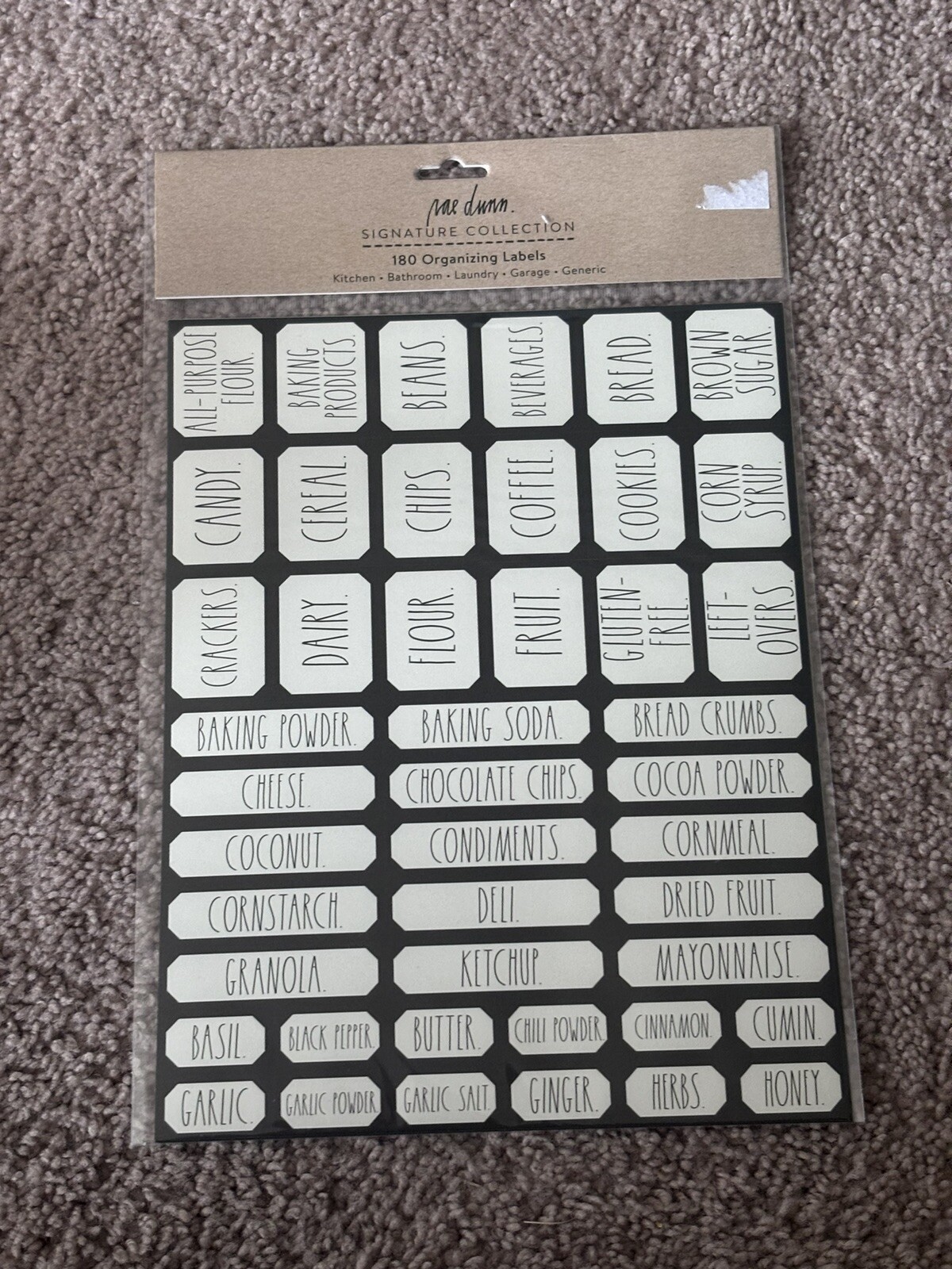 Rae Dunn Signature Collection 180 Organizing Labels Kitchen New in Package