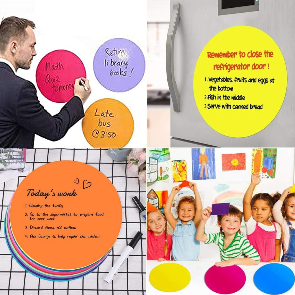 8 Pack 11″ Dry Erase Dots – Colorful Vinyl Circle for Teaching & School Training