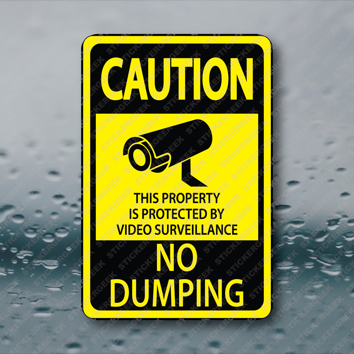 Caution No Dumping CCTV Surveillance 24Hr Security Camera Vinyl Sticker 2×3