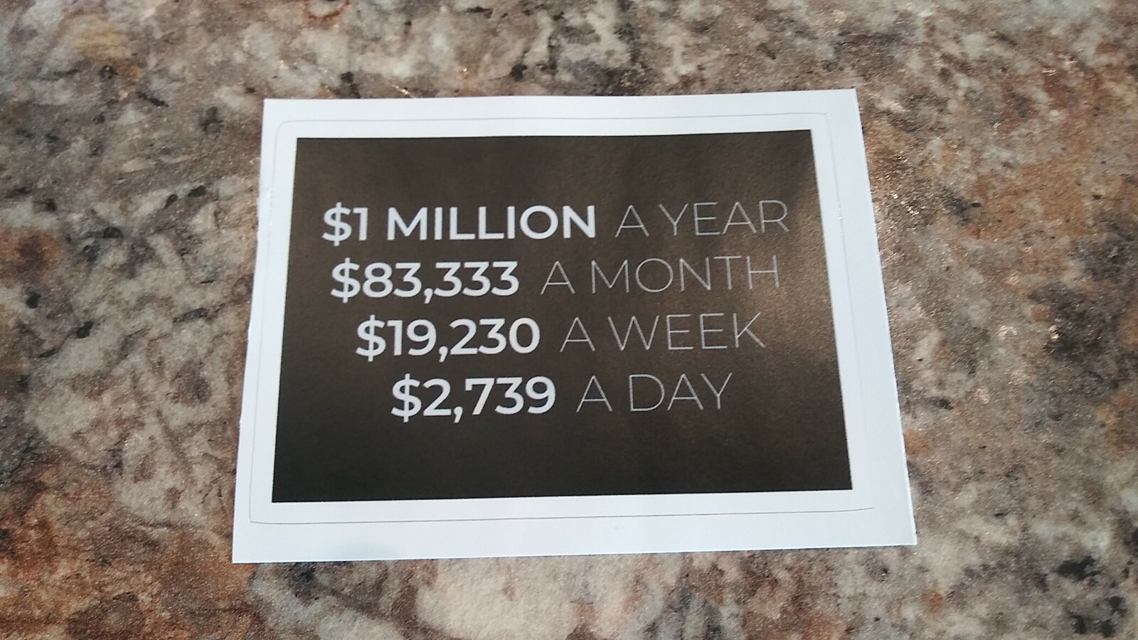 $1 MILLION A YEAR entrepreneur & millionaire motivational sticker! 4.0 x 2.8