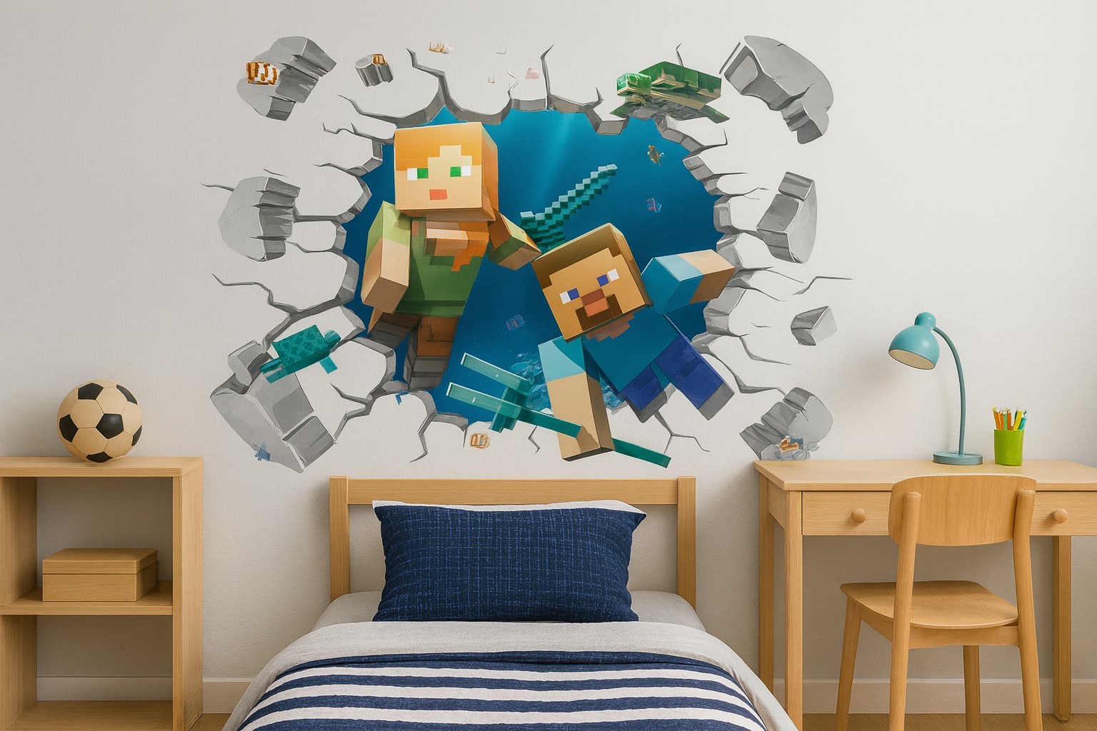 Wall Decal Sticker Minecraft 3D Nintendo Roblox Vinyl Kids Room Decor Halloween