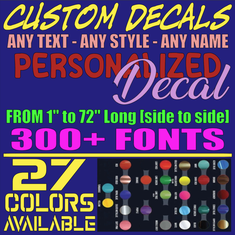 Custom Decal Sticker Vinyl Lettering Personalized Text,Window Wall Car Truck (14