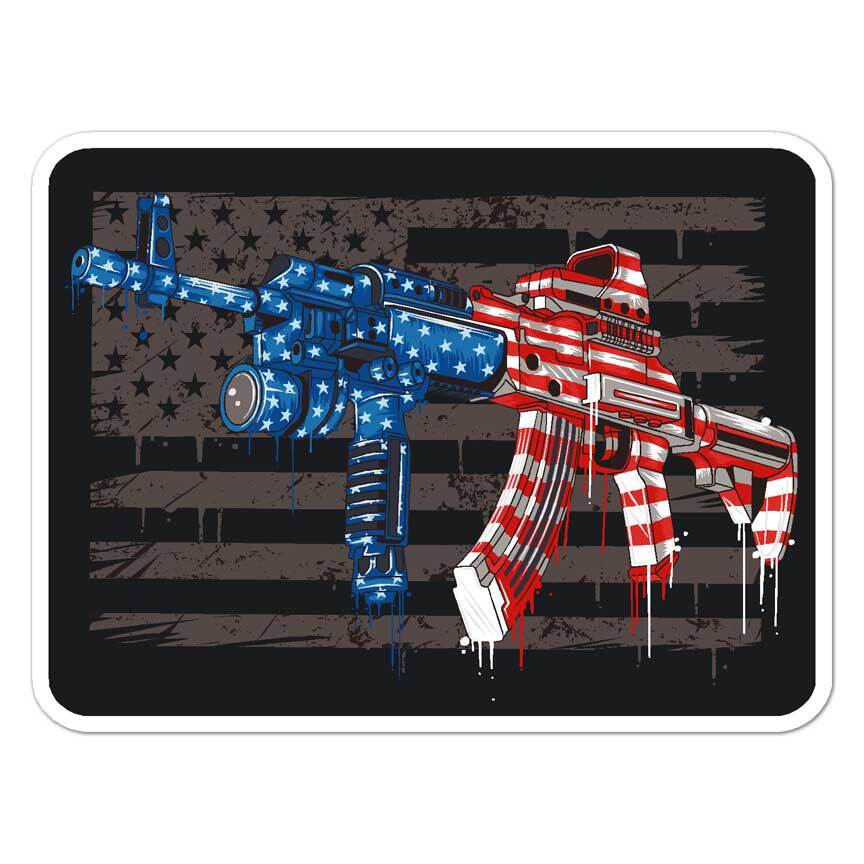 AR-15 Rifle American Flag, Vinyl Decal Sticker, Indoor Outdoor, 3 Sizes, #7815