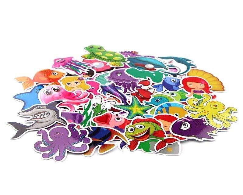 MERMAIDS & FISH Stickers ~ OCEAN sea CRABS shark MARINE ~Waterproof Vinyl Decals