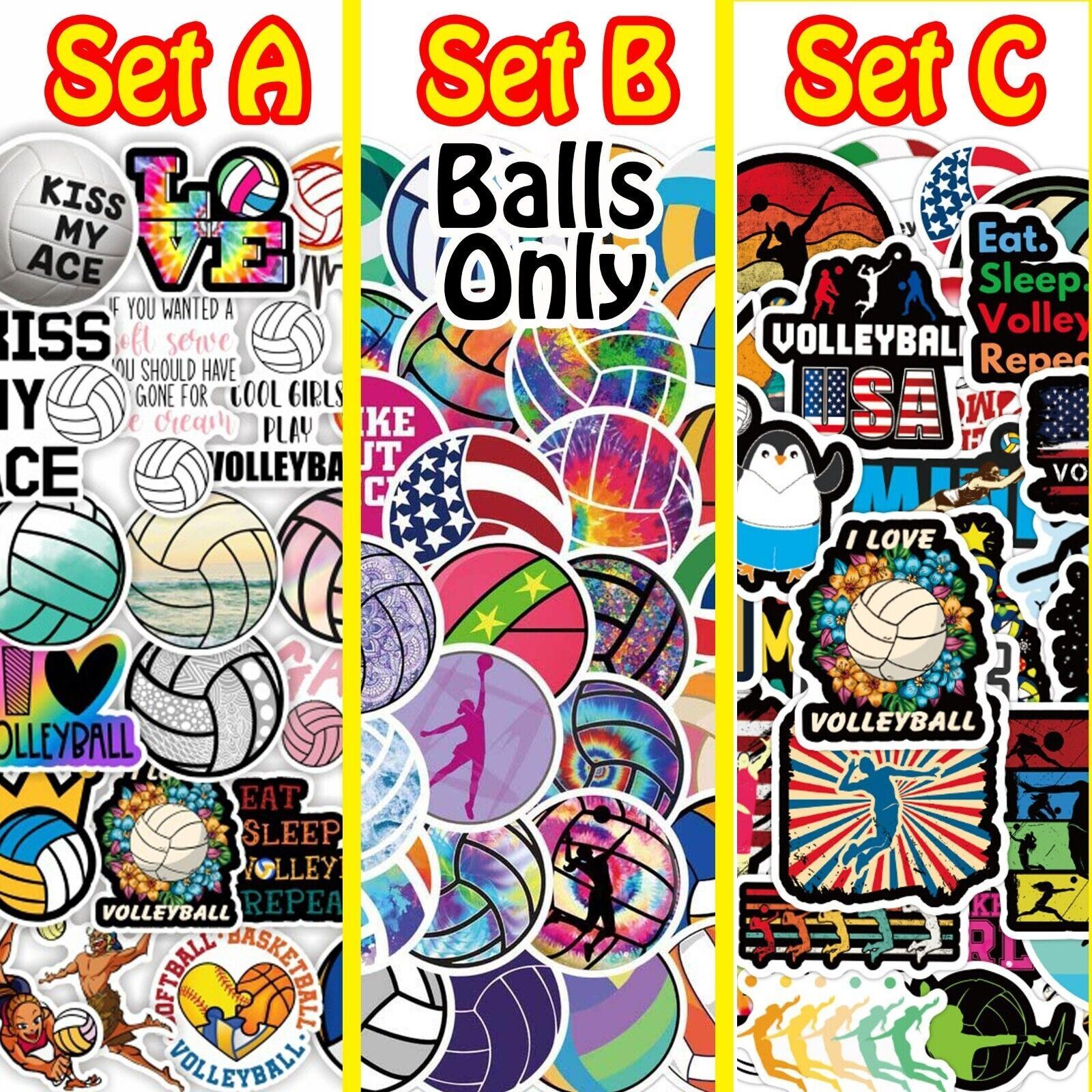 VOLLEYBALL Stickers [AB&C] Girls WOMENS Female VB MOM ~ Vinyl Waterproof Decals