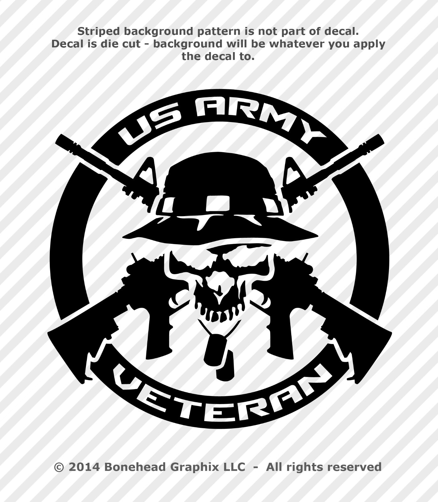 Military Veteran AV Logo M-L Decal Skull Combat Vet Vinyl Decal Window Sticker