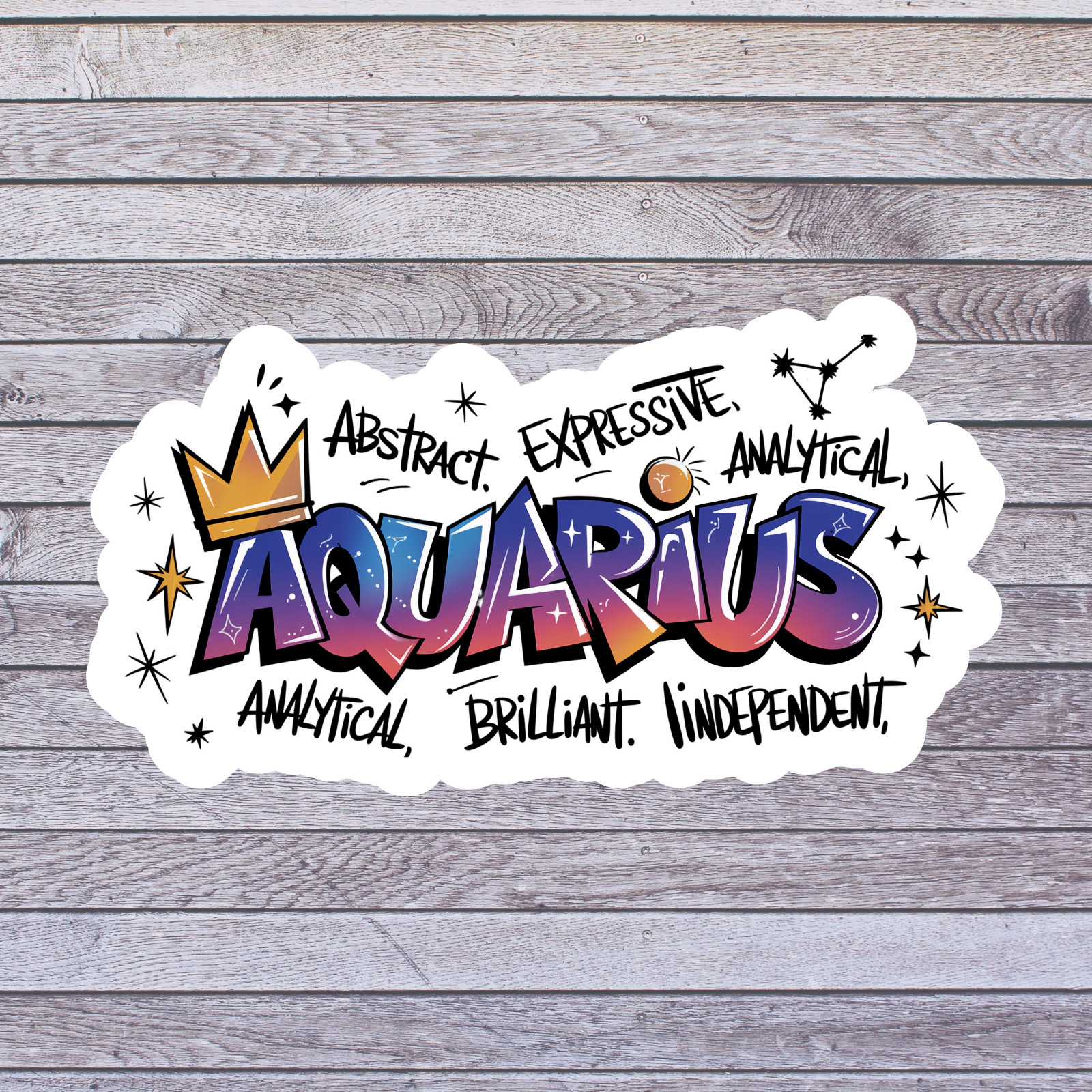 Aquarius sticker vinyl decal abstract word art zodiac traits
