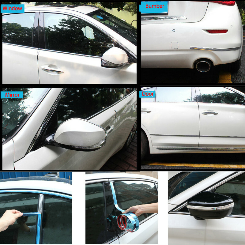 5M Universal Chrome Car Moulding Trim Strip car Door Edge Scratch Protector ..