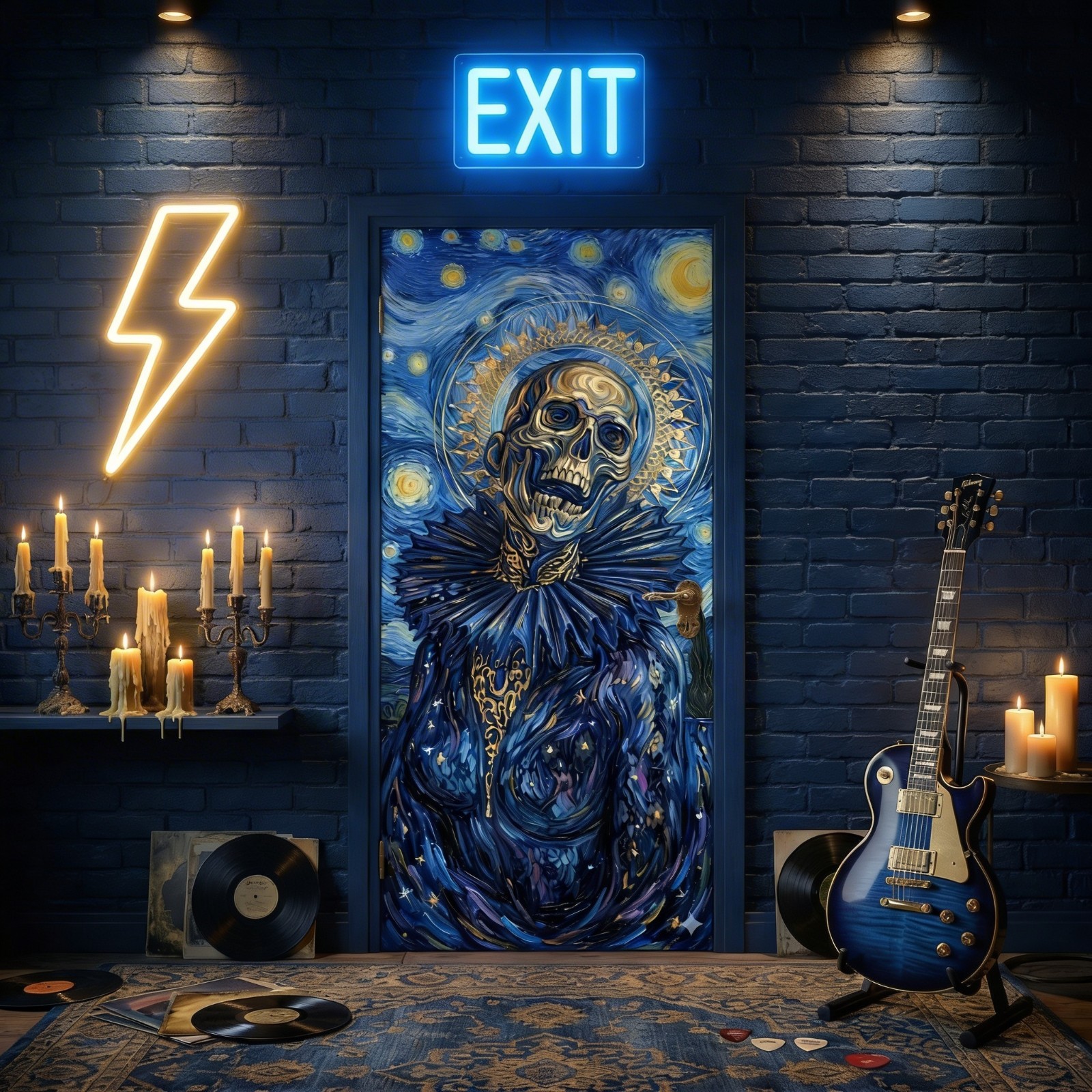 Darkness in Van Gogh’s Starry Night Door Wrap, 1-piece Laminated Sticker Mural