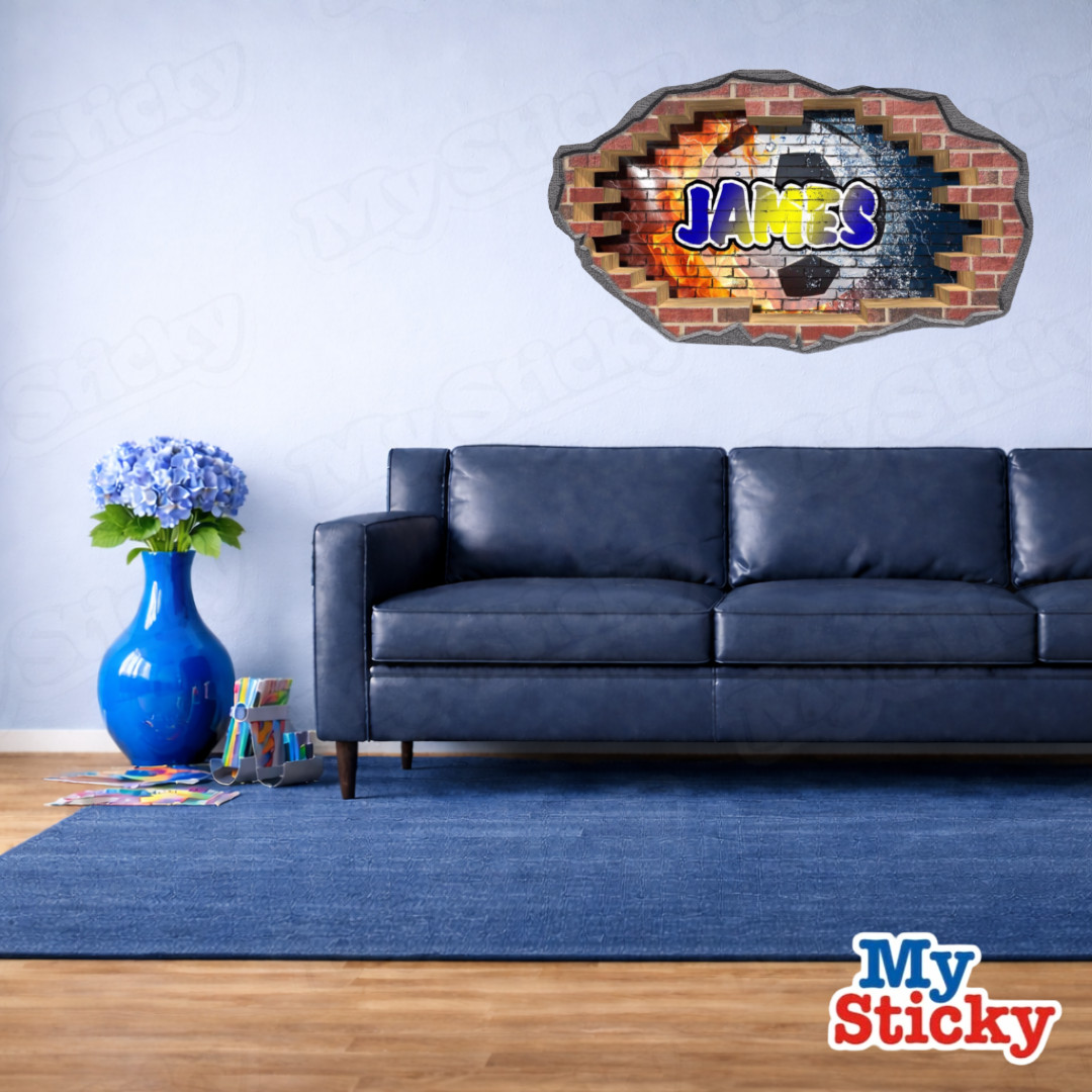3D Graffiti Name Custom Vinyl Wall Sticker DIY Room Decor Mural Wall Crack